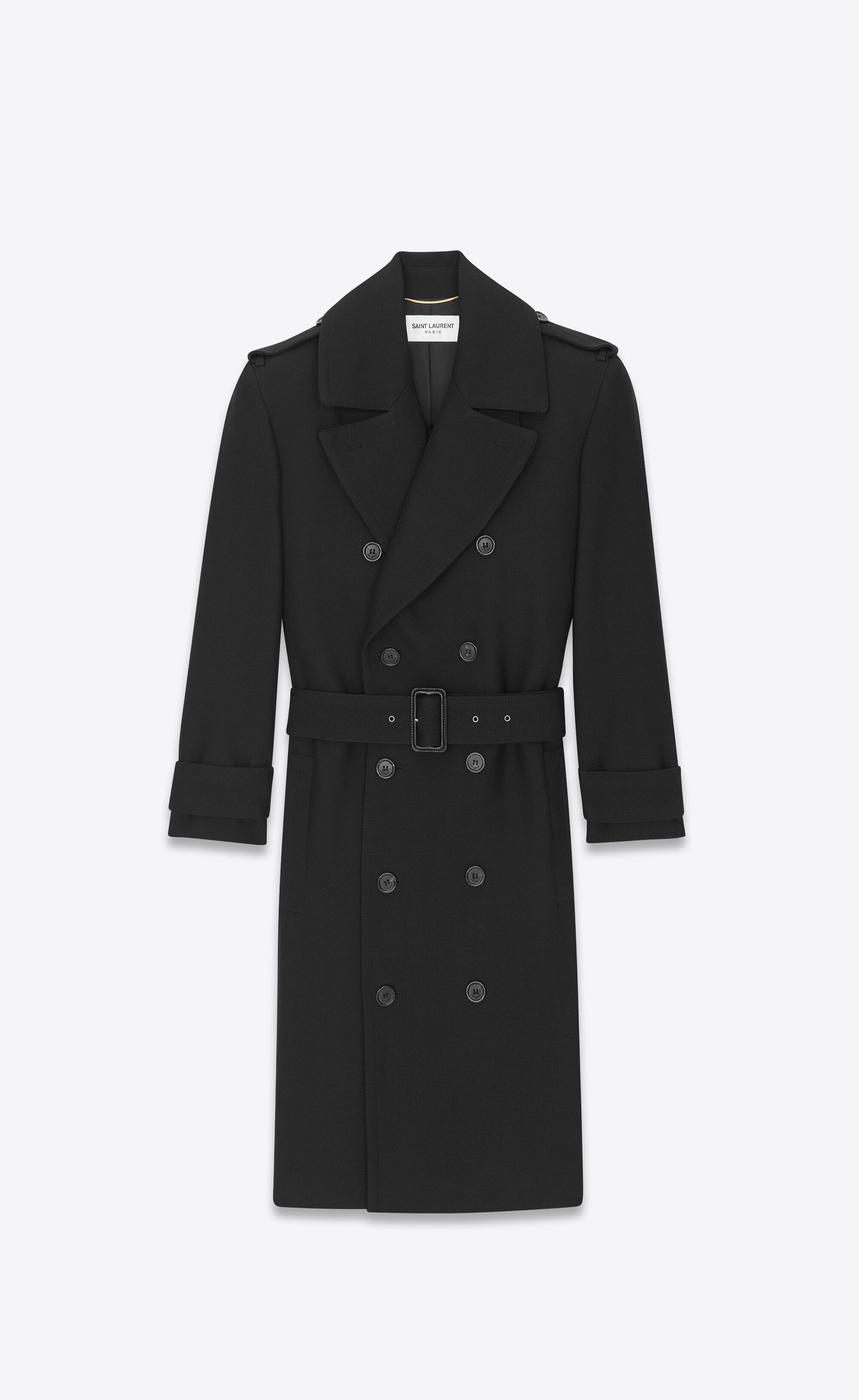 Saint Laurent Paris o1s1wg110125 720817 Military Trench Coat in Wool in Black Size M / US 6-8 / IT 42-44 - 1 Thumbnail