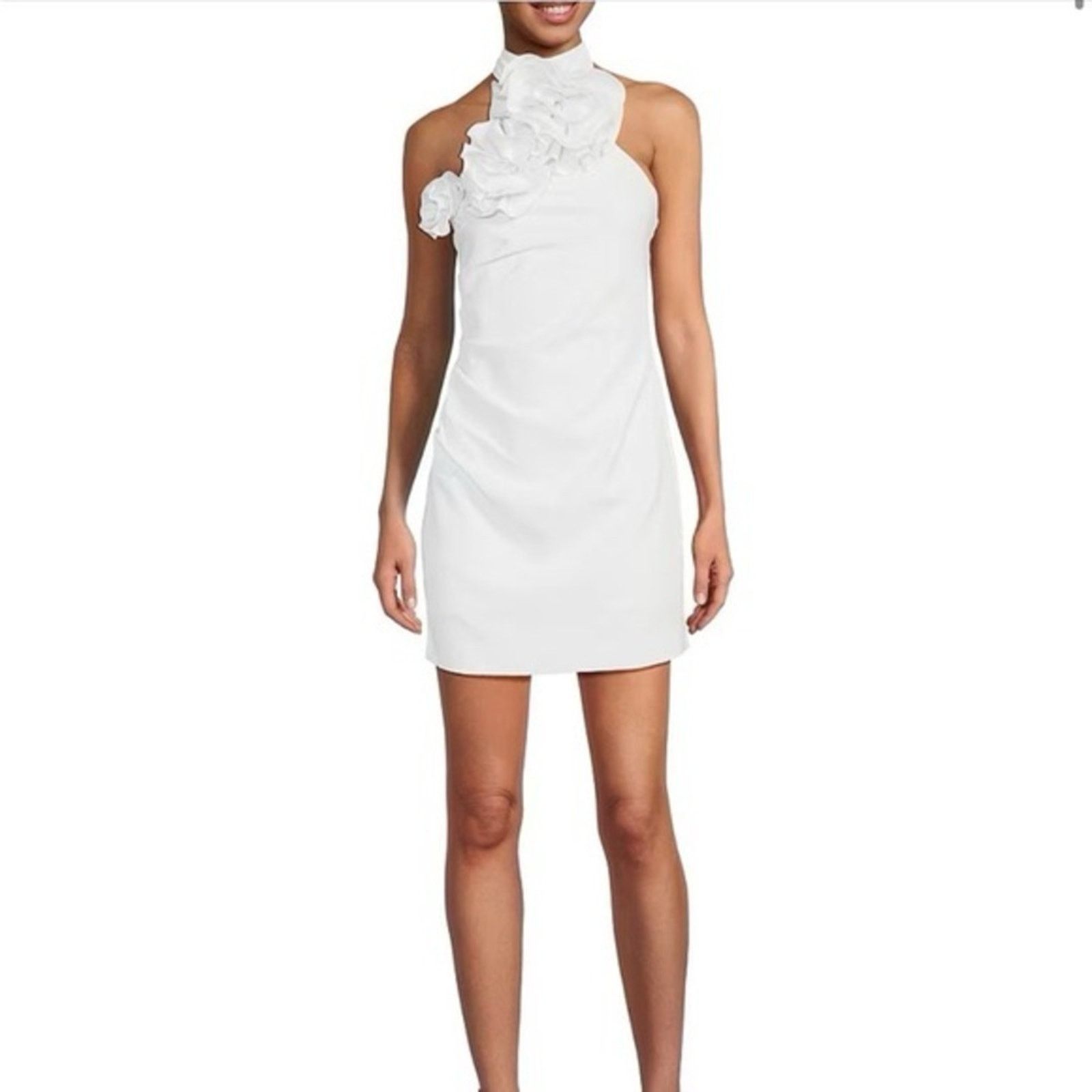 Gianni Valentino Gianni Bini One Shoulder White Dress with Ruffles Size 2 Size XS / US 0-2 / IT 36-38 - 2 Thumbnail