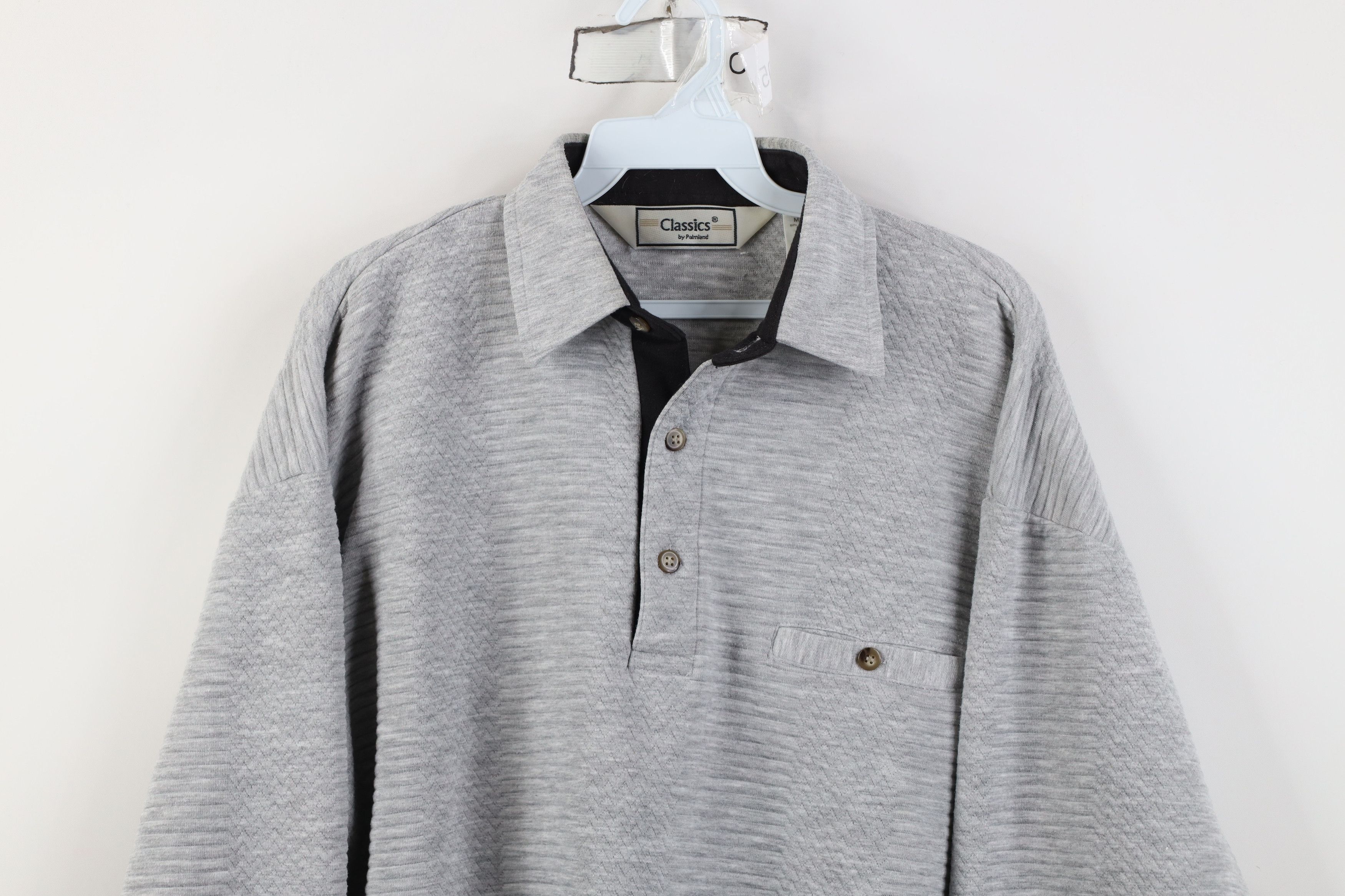 Vintage Vintage 90s Streetwear Collared Pullover Sweatshirt Gray Size US M / EU 48-50 / 2 - 2 Thumbnail