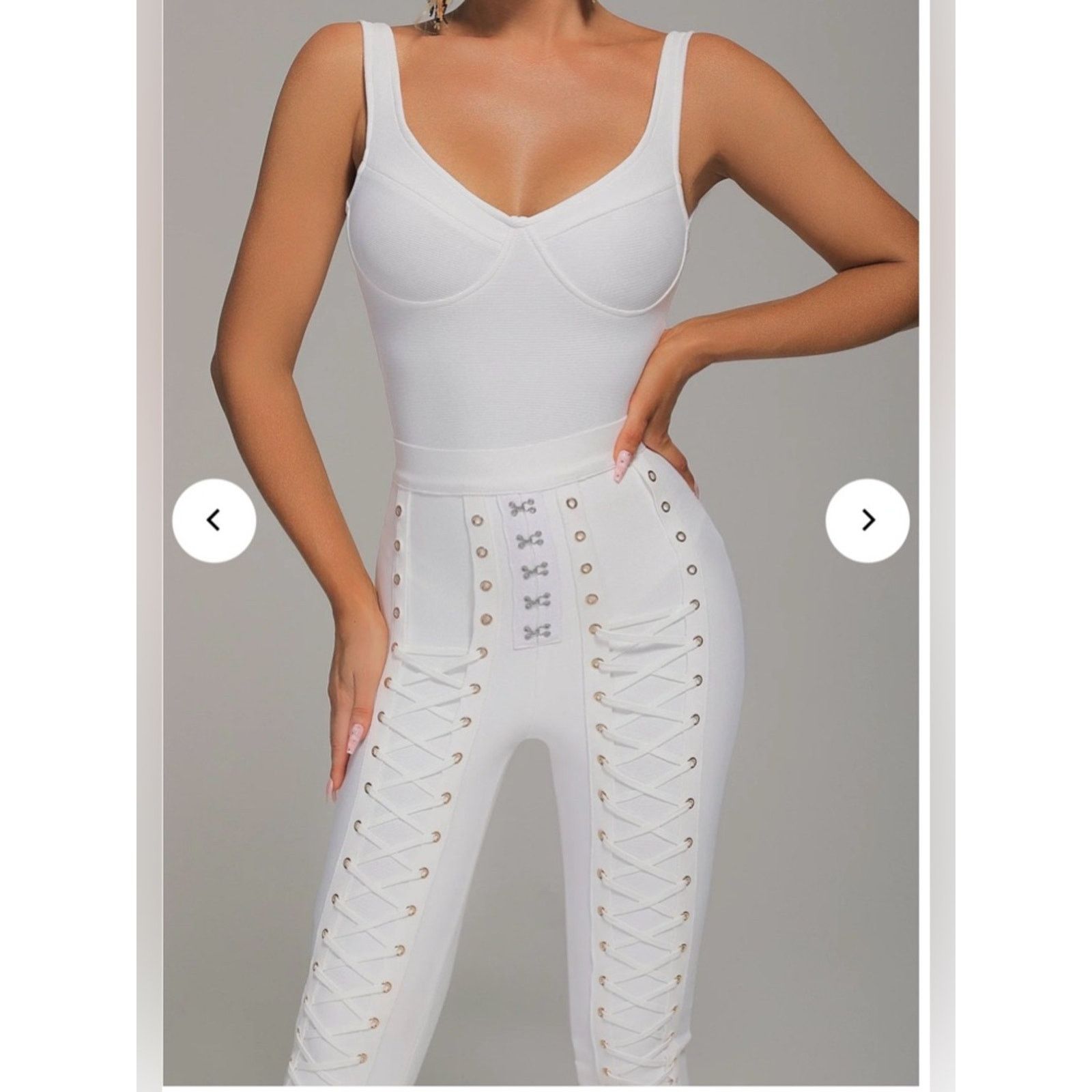 Other New Y2K Vacation White Lace-Up High-Waist Jumpsuit size S Size S / US 4 / IT 40 - 2 Thumbnail