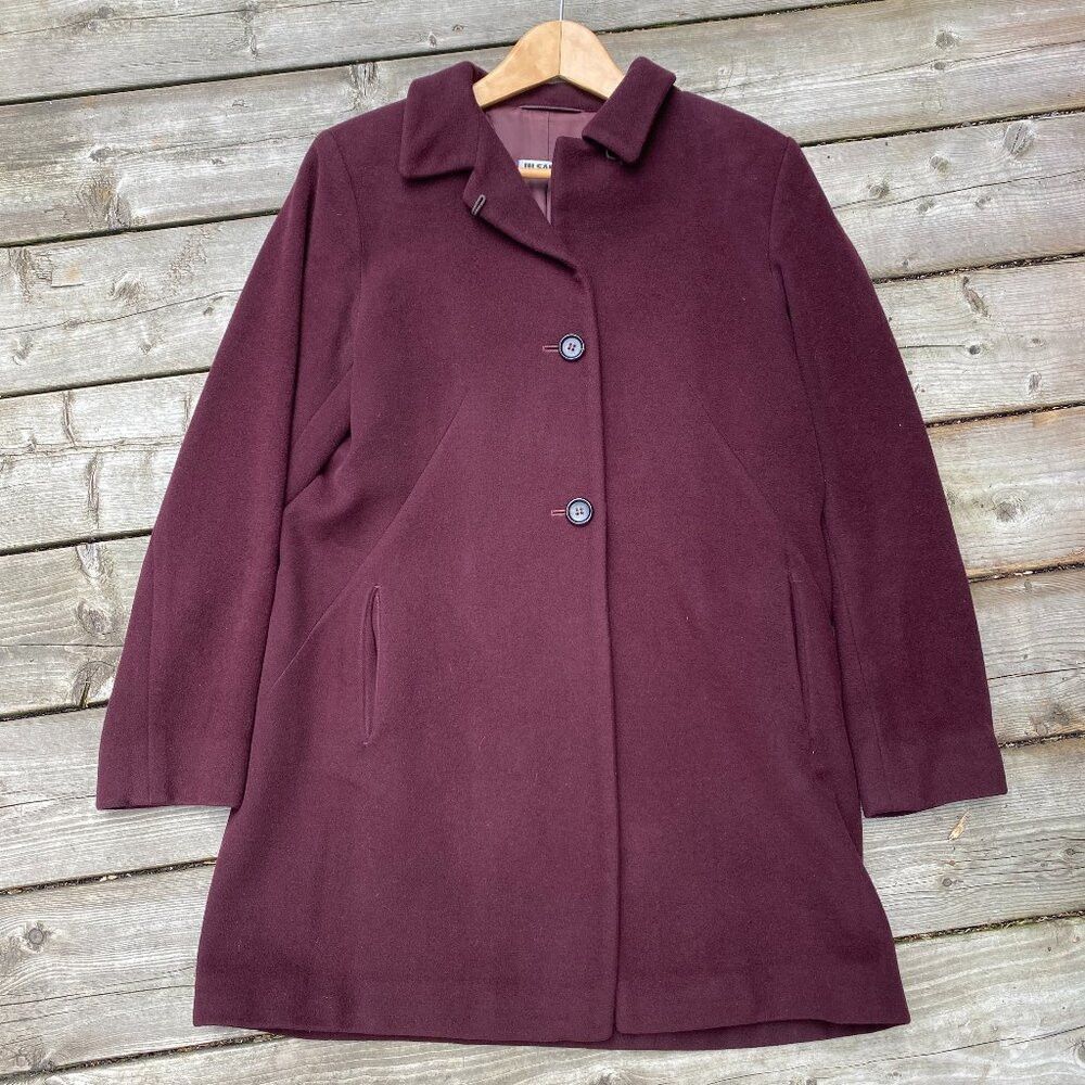 Jil Sander × Vintage Vintage 90s Jil Sander Bordeaux Coat Cashemere Wool Blend J Size S / US 4 / IT 40 - 2 Thumbnail