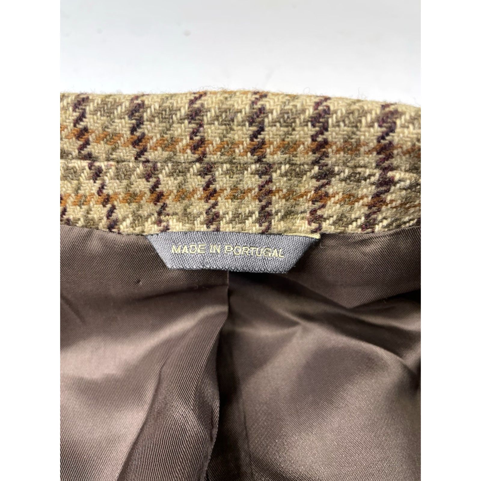 Banana Republic VINTAGE Banana Republic Mens Blazer Jacket Houndstooth Wool Blend 42R Notch Lapel Single-Breasted Twill Dry Clean Only Brown Regular Mens Size 42R - 3 Thumbnail