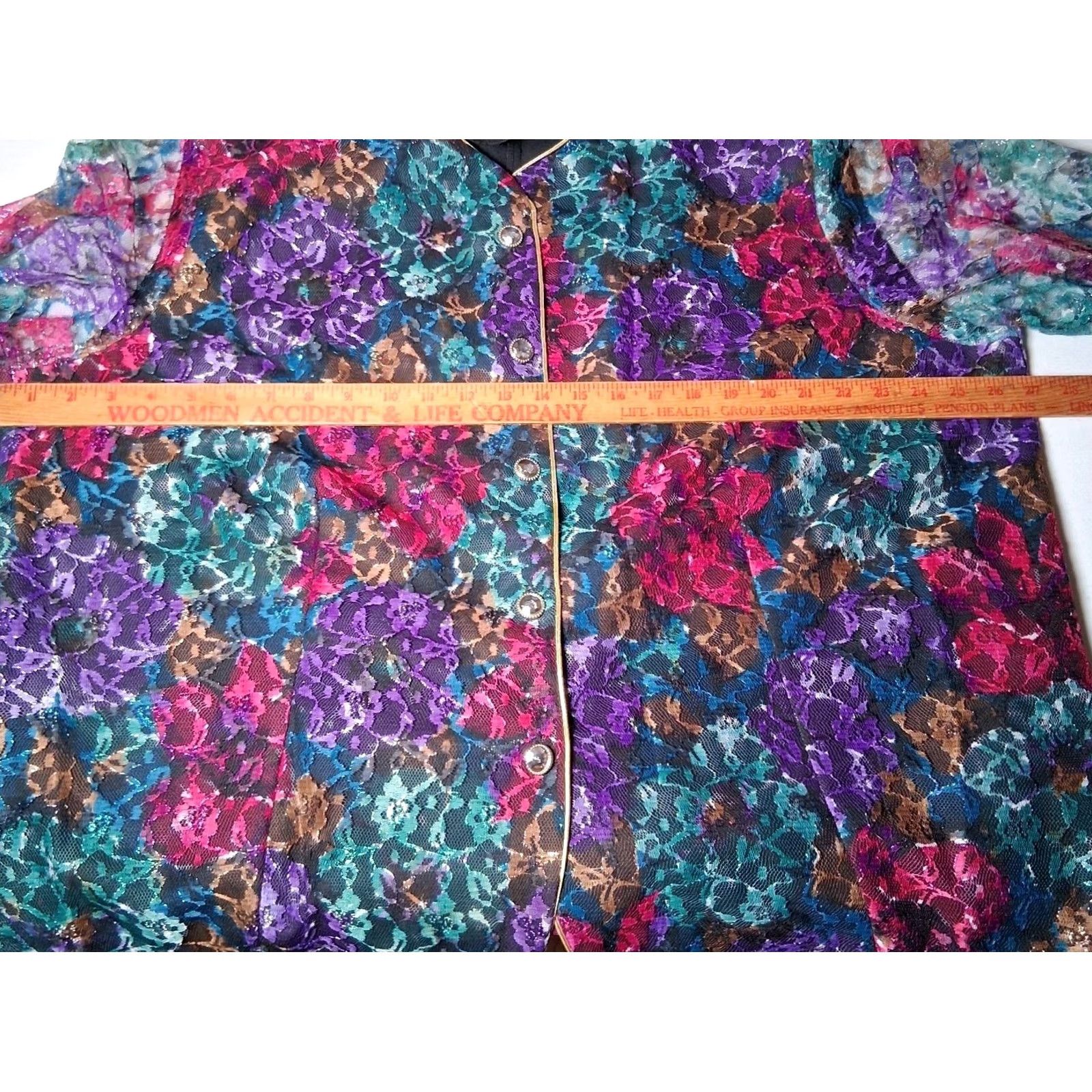 Vintage VINTAGE Pablo Collection Blazer Jacket 22W Plus Size Floral Lace Overlay Dressy Jacket/Blazer Womens Size 3XL / US 20-22 - 4 Thumbnail