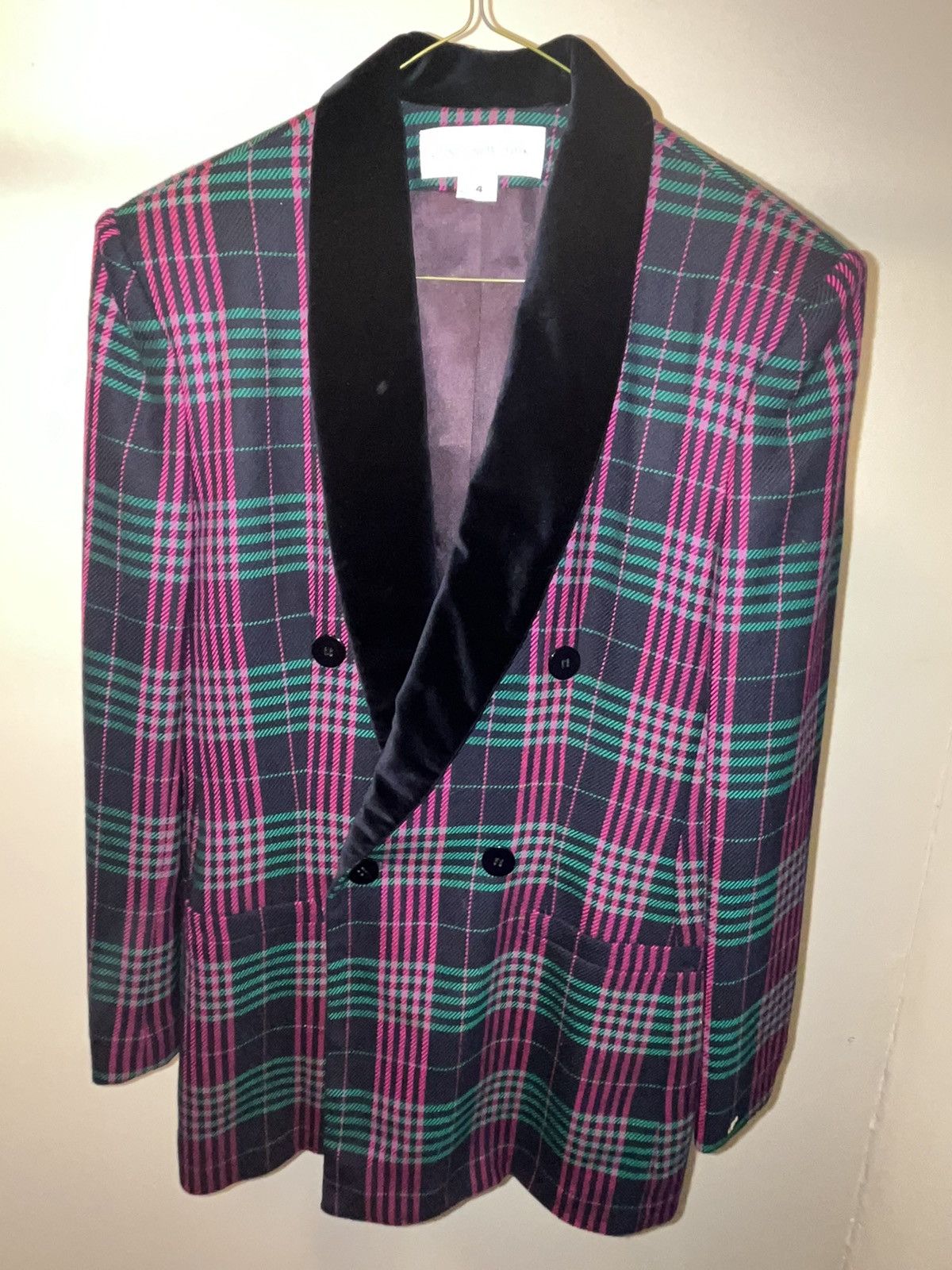 Image of VTG Jones New York Women's Jacket Size 4 Plaid Pink Black Teal