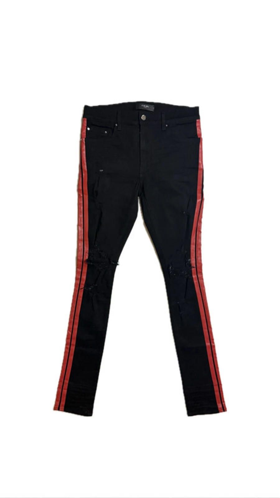 Amiri Amiri Red Track Black Jeans Size US 30 / EU 46 - 1 Thumbnail