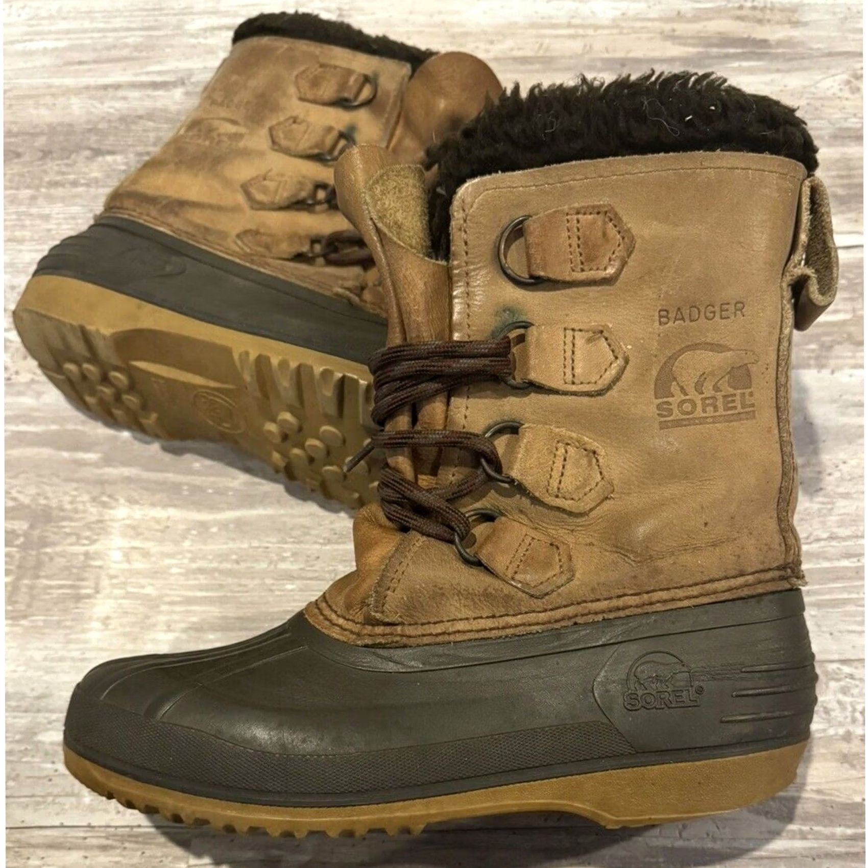 SOREL Sorel Badger Brown Leather Boots Made In Canada Women's Size 7 Medium Size US 7 / IT 37 - 7 Thumbnail