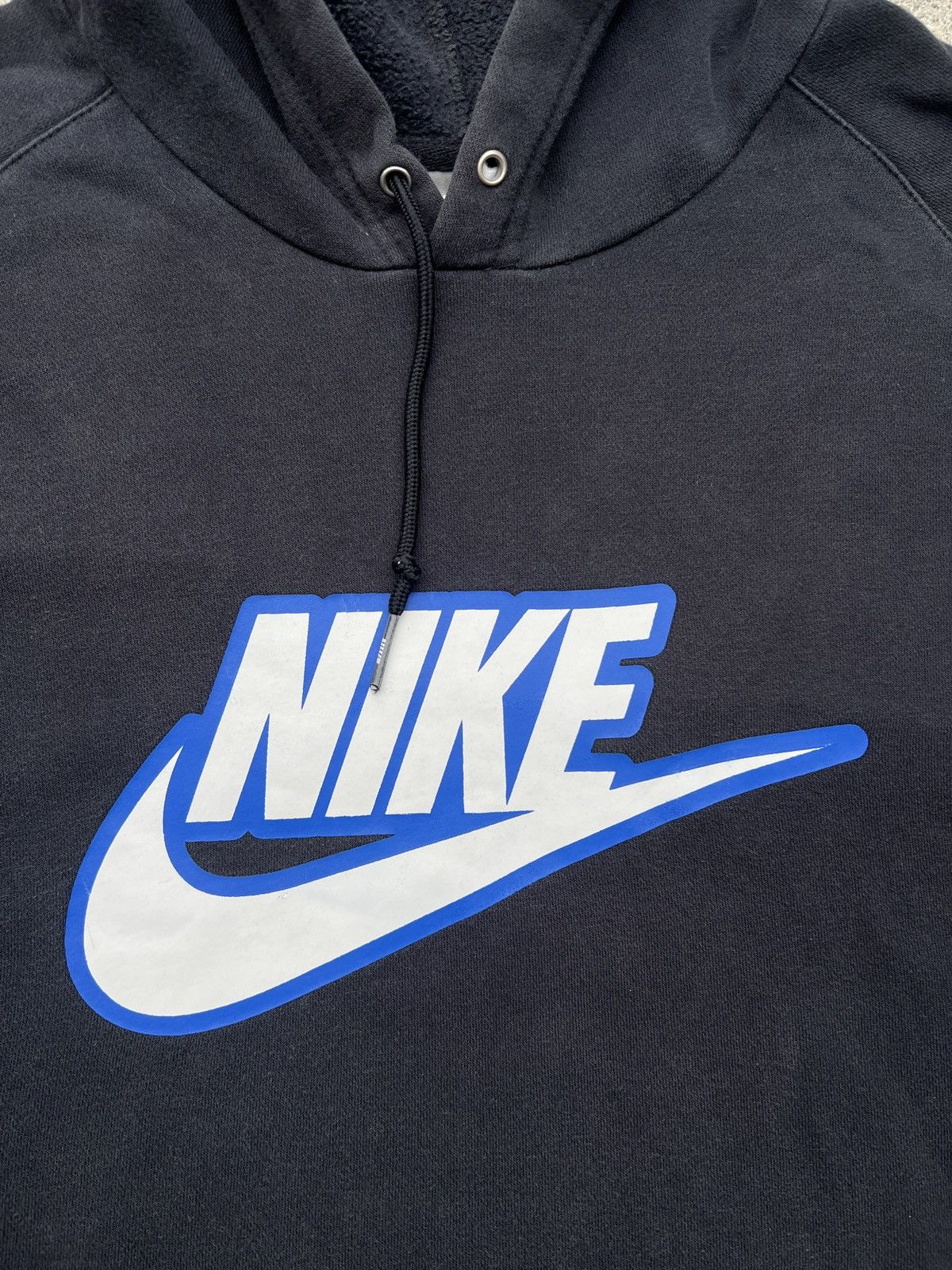Nike 2006 Nike Black/Blue Solo Swoosh Pull Over Hoodie Size US XL / EU 56 / 4 - 4 Thumbnail