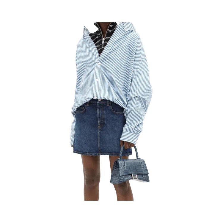 Balenciaga o1mle0424 Denim Mini Skirt in Blue Size 25" / US 0 / IT 36 - 2 Thumbnail