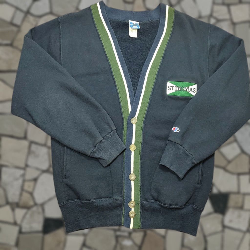 Champion VINTAGE Champion Cardigan Mens L Navy St Thomas Embroidered Logo Made In USA 80s Size US L / EU 52-54 / 3 - 1 Thumbnail