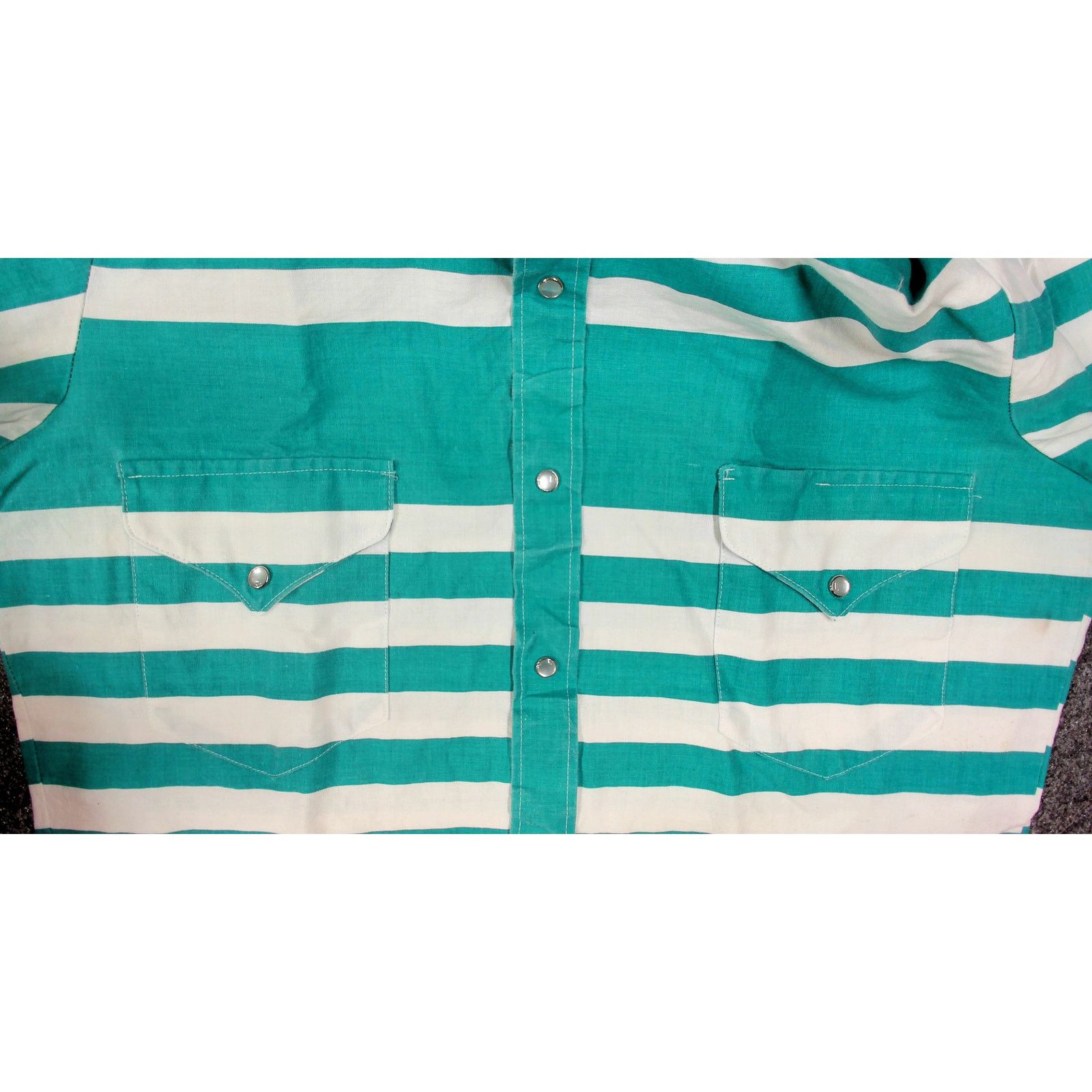 Vintage VTG 90s Miller Western Wear Striped Pearl Snap Single Stitch Size US M / EU 48-50 / 2 - 8 Thumbnail