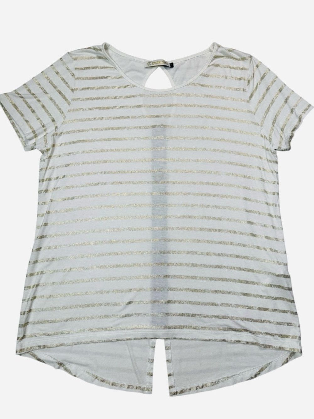Other Josse Class Relaxed White Tee with Metallic Gold Stripes Si Size L / US 10 / IT 46 - 3 Thumbnail