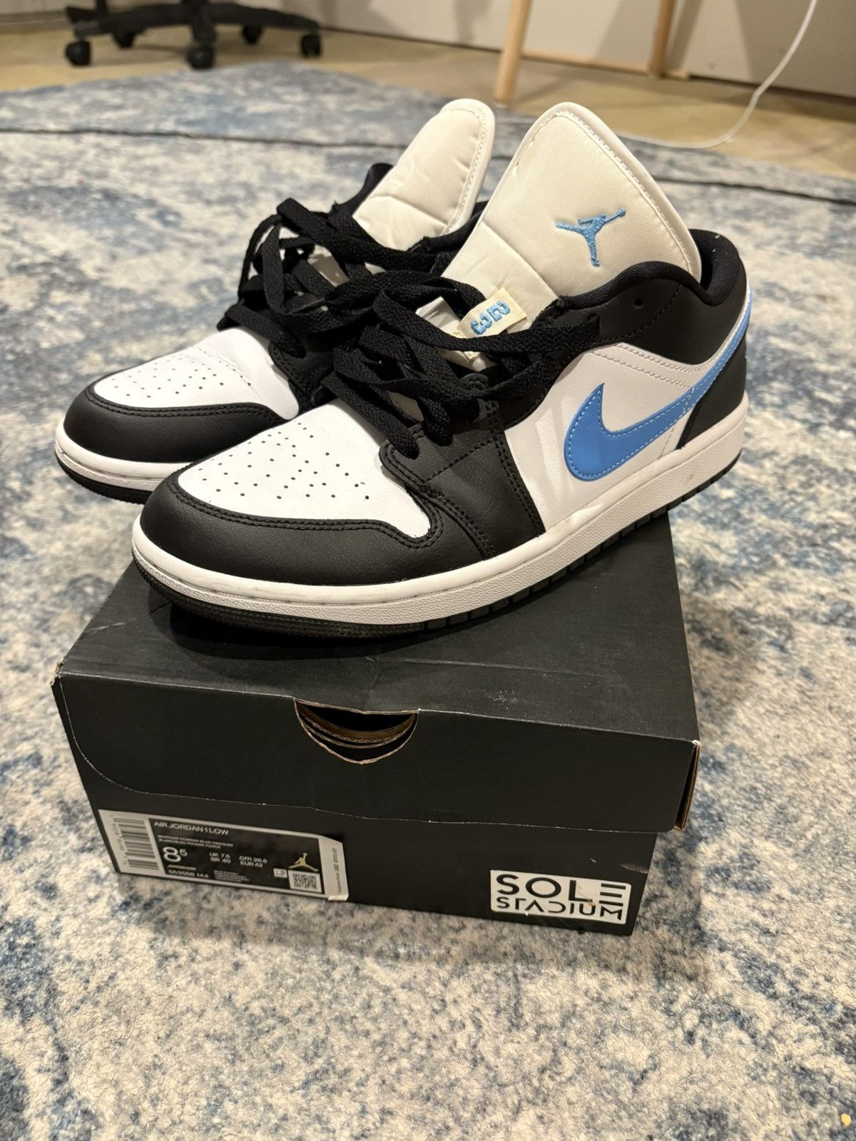 Nike Air Jordan 1 Low 'Black University Blue' Size US 10 / EU 43 - 1 Thumbnail