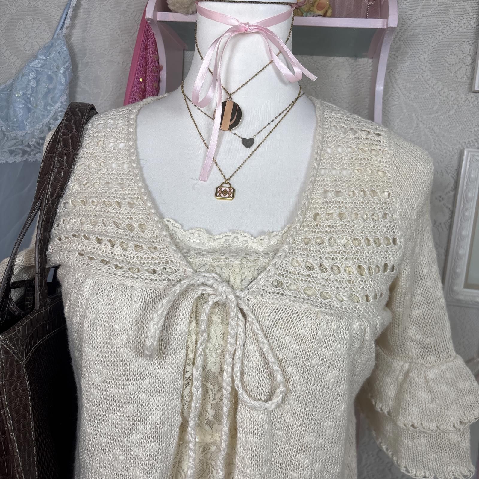 Other y2k crochet ruffle tie cardigan Size XXS / US 00 / IT 34 - 3 Thumbnail