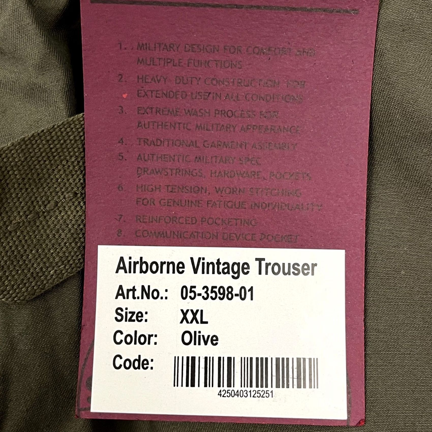 Olive VINTAGE Surplus Tex Airborne Pants Mens 2XL 40x30 Olive Green Cargo NEW Size US 39 - 4 Thumbnail