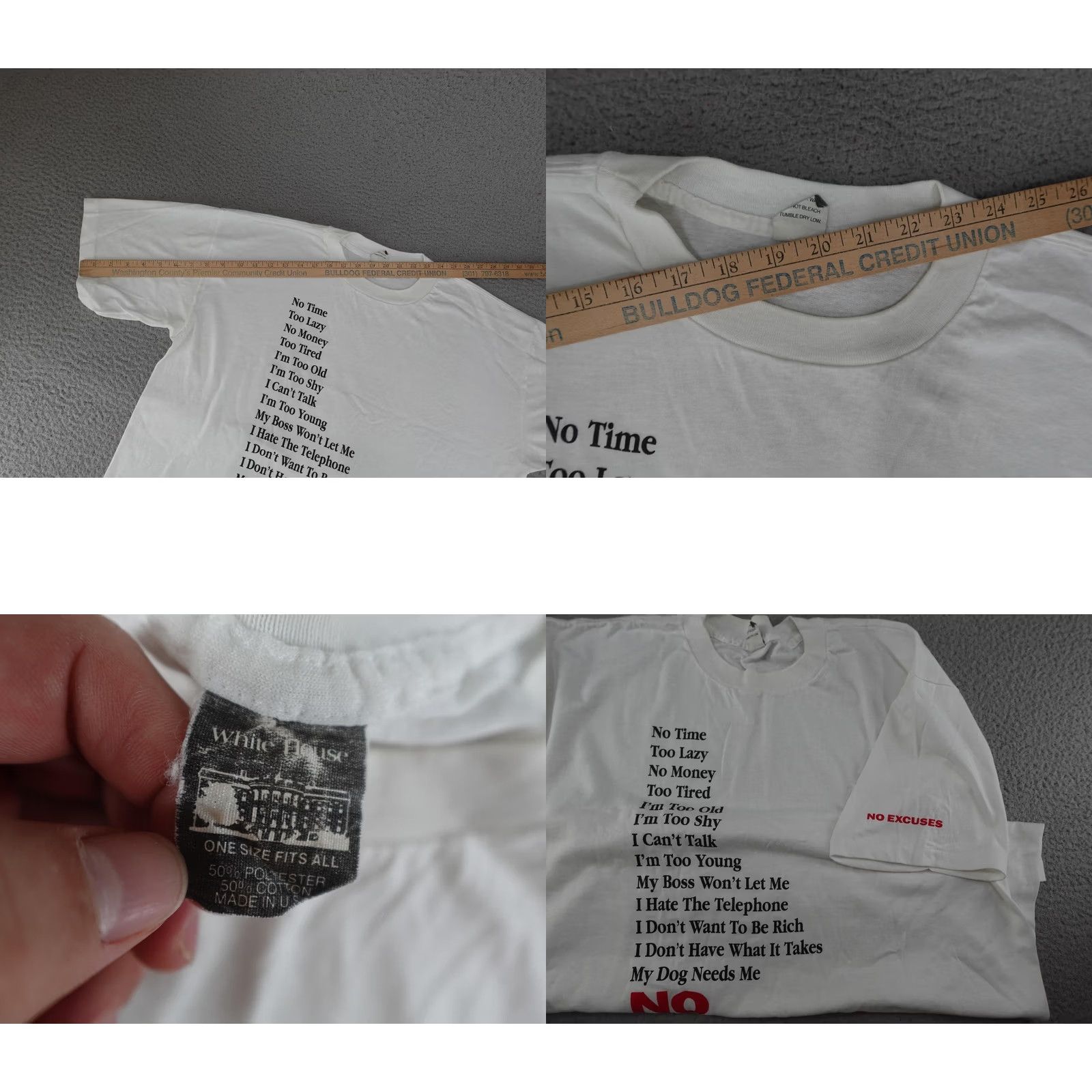 Vintage VINTAGE Jesus Shirt Mens One Size White NO EXCUSES Graphic Tee 1990s Christian Mens Size US M / EU 48-50 / 2 - 8 Thumbnail