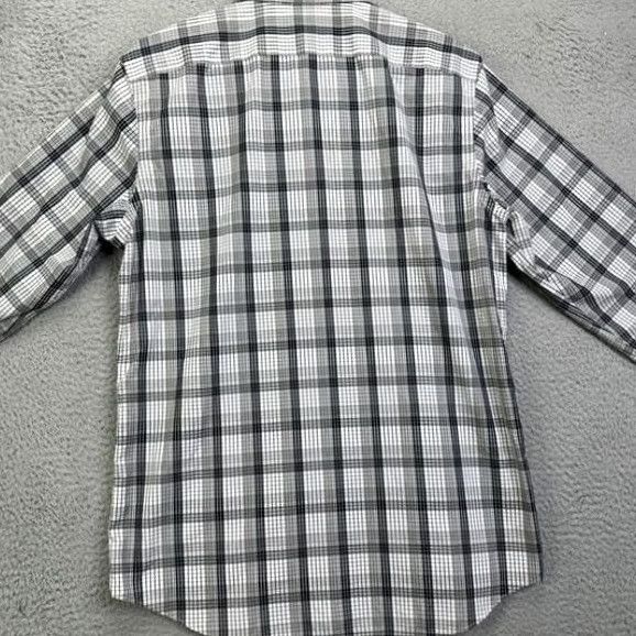 Banana Republic VINTAGE Banana Republic Dress Shirt Mens M Gray Plaid Camden Fit EUC Size 40R - 3 Thumbnail