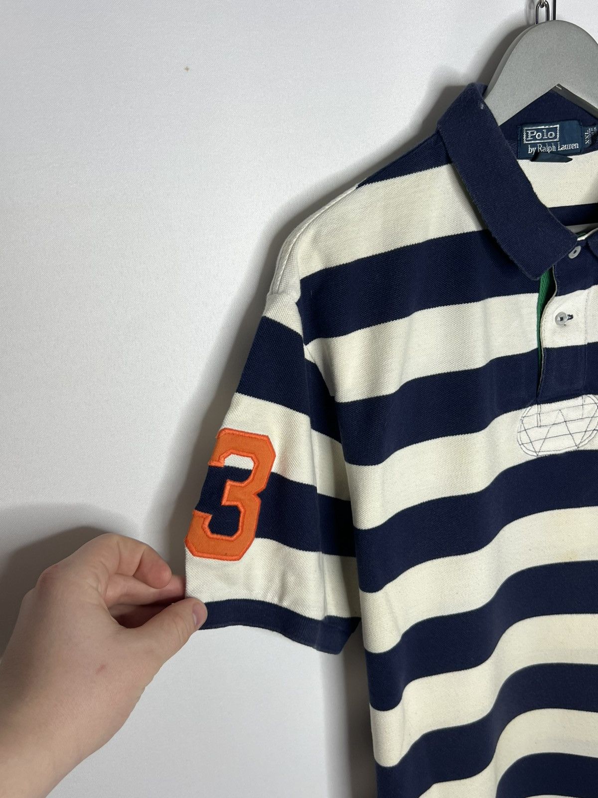 Polo Ralph Lauren Vintage Polo Ralph Lauren #3 Big Logo Pony Striped Polo Tee Size US XXL / EU 58 / 5 - 6 Thumbnail