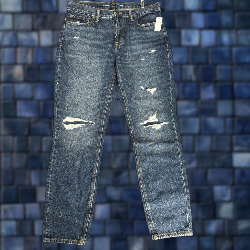 Old Navy Old Navy Jeans Mens 34 Straight Taper Cotton Pockets Distressed Holes NEW Size US 34 / EU 50 - 1 Thumbnail