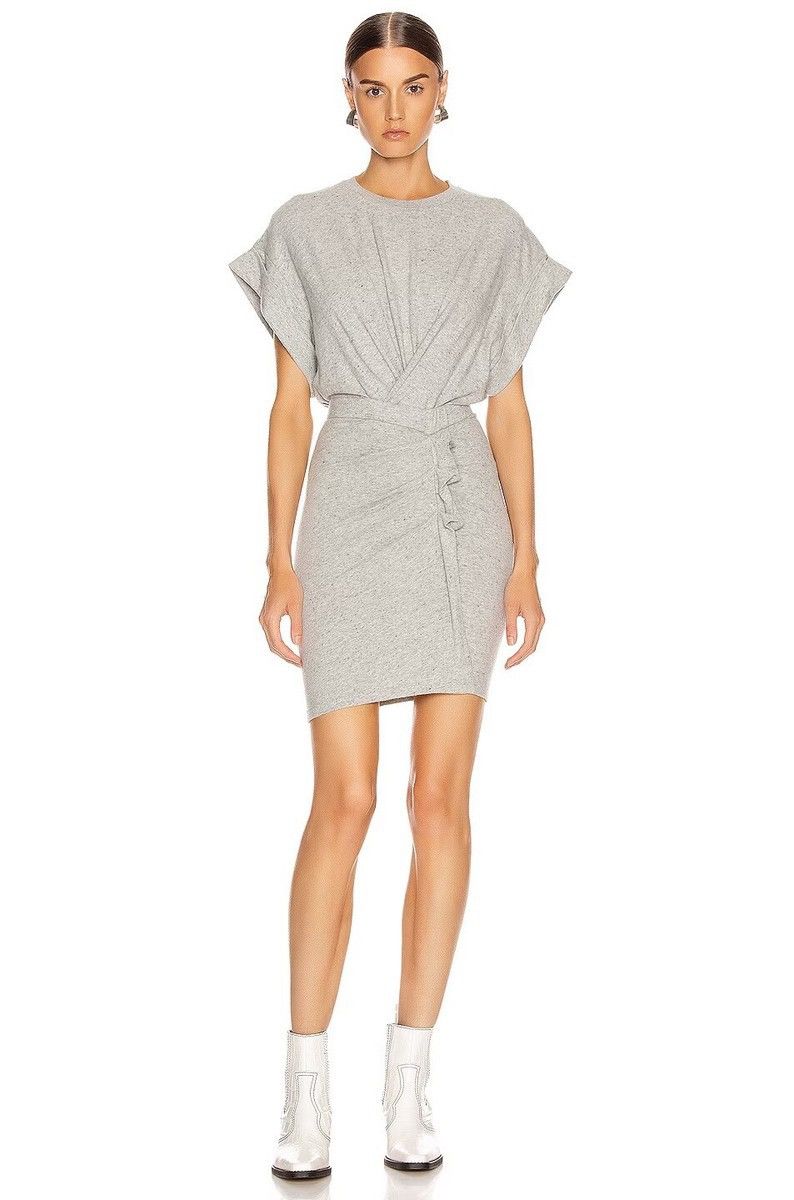Iro IRO Wynot Womens Gray Stretch Mini Dress Short Sleeve Cotton Size S / US 4 / IT 40 - 3 Thumbnail