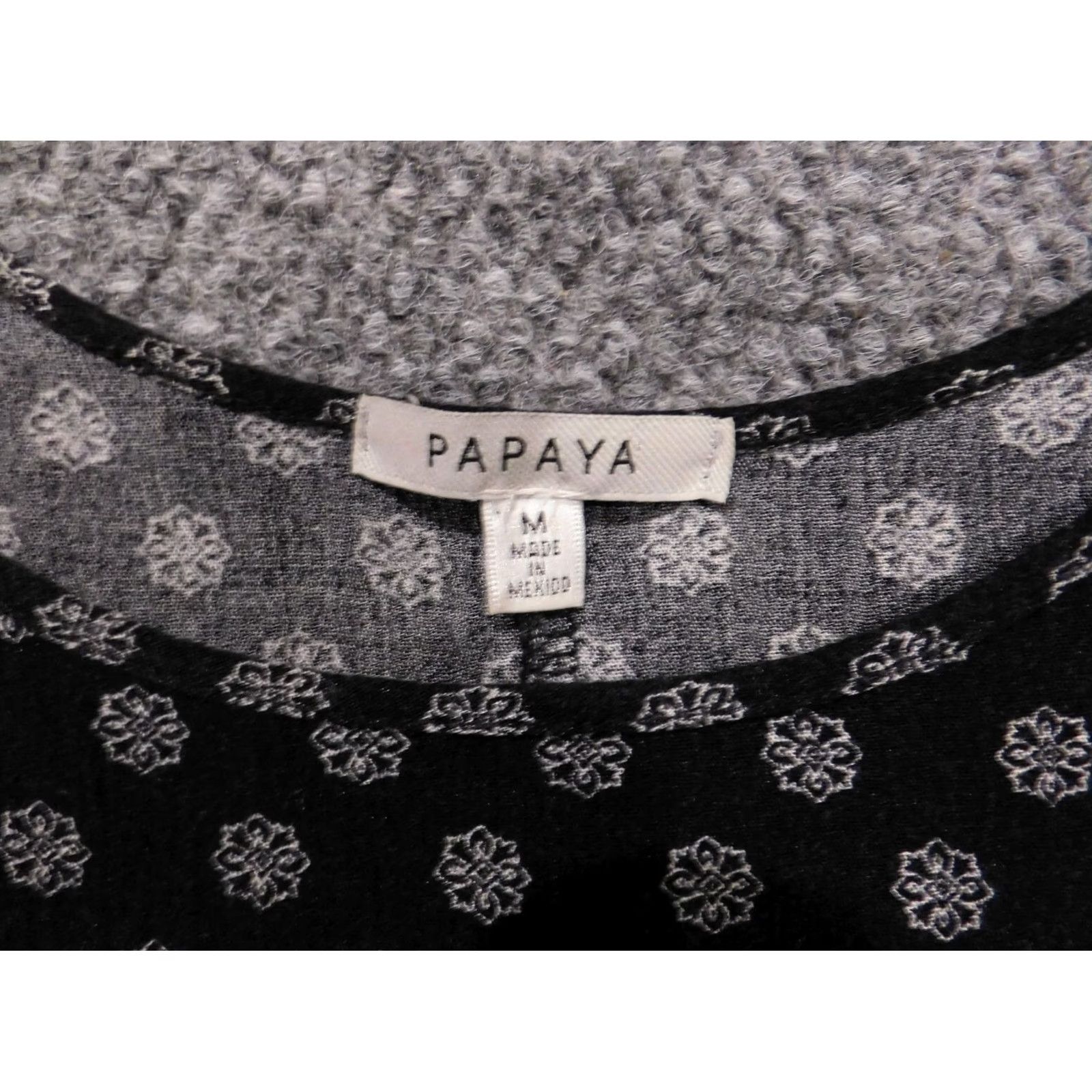 Vintage Papaya Blouse Womens Medium black floral Round Neck Long Sleeve Pullover Stretch Casual Regular Satin-like Rayon Polyester Cap Sleeve Classic Basic Size M / US 6-8 / IT 42-44 - 5 Thumbnail