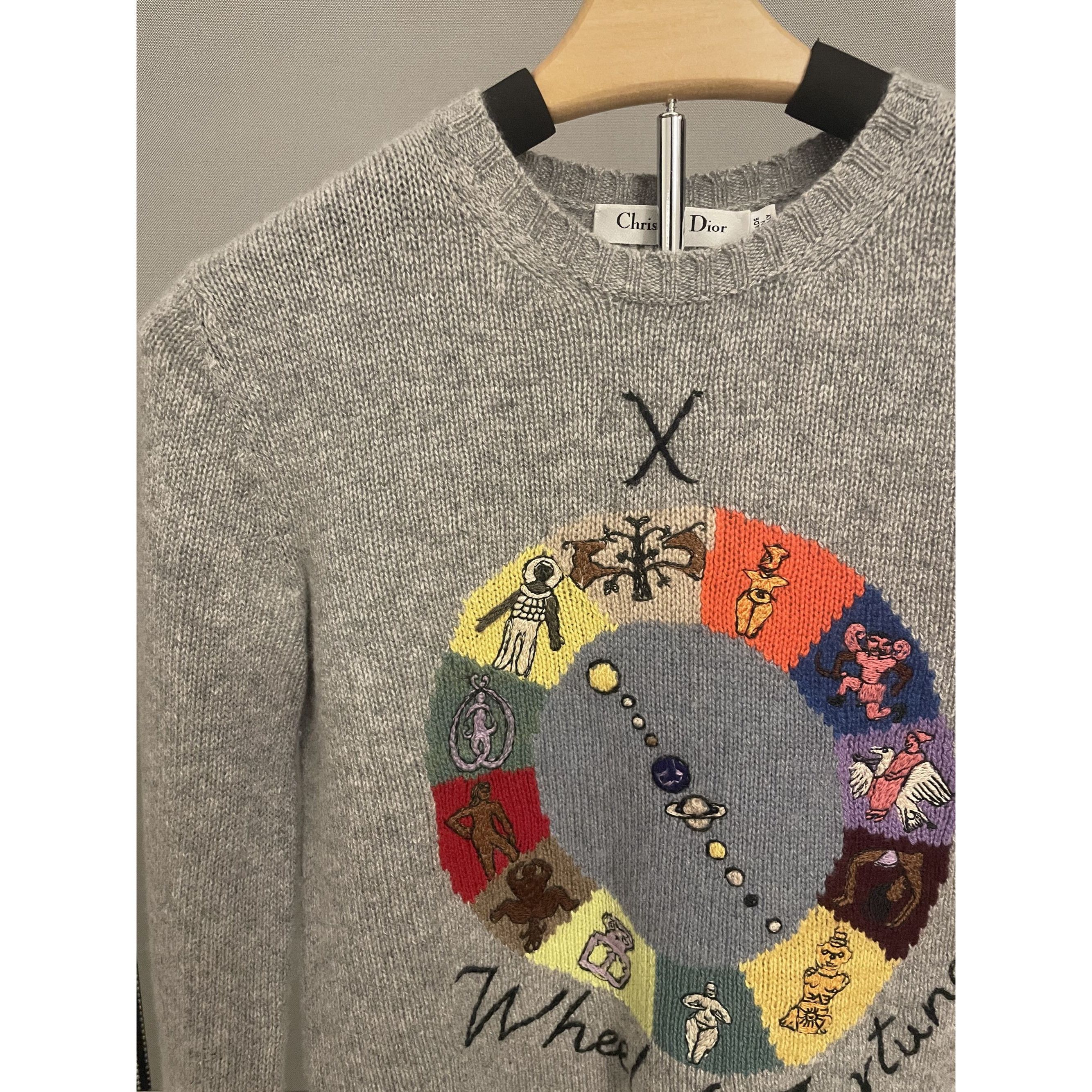 Dior Christian Dior Gray Wool Sweater With Wheel Of Fortune Embro Size XS / US 0-2 / IT 36-38 - 4 Thumbnail