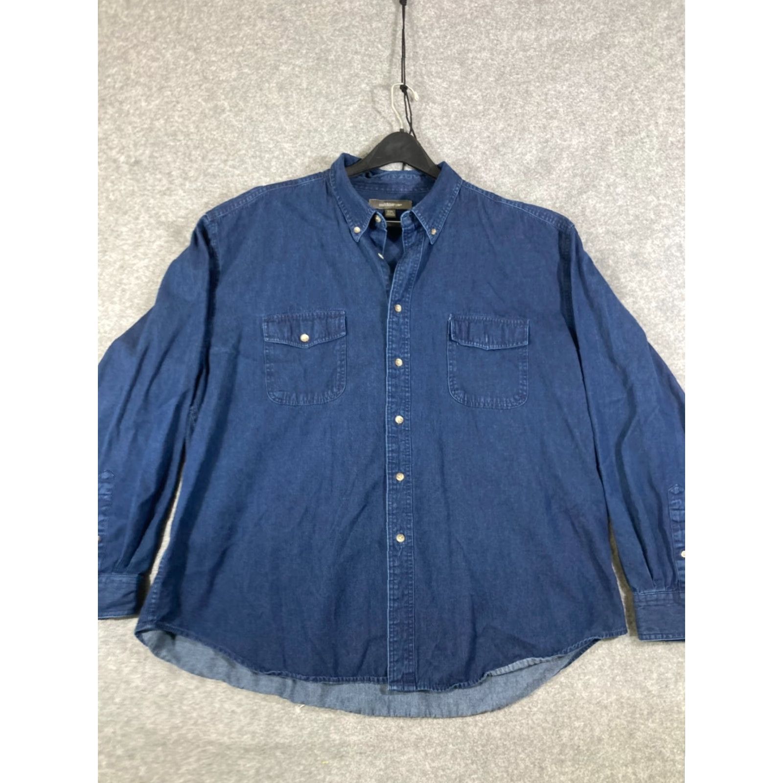 Croft & Barrow Croft & Barrow Button Down Shirt Mens 2XL Indigo Denim Western Long Sleeve Pockets Size US XXL / EU 58 / 5 - 3 Thumbnail