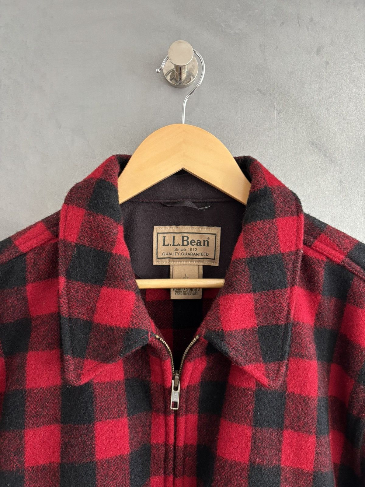 L.L. Bean LL Bean red checker wool zip up jacket Size US L / EU 52-54 / 3 - 3 Thumbnail