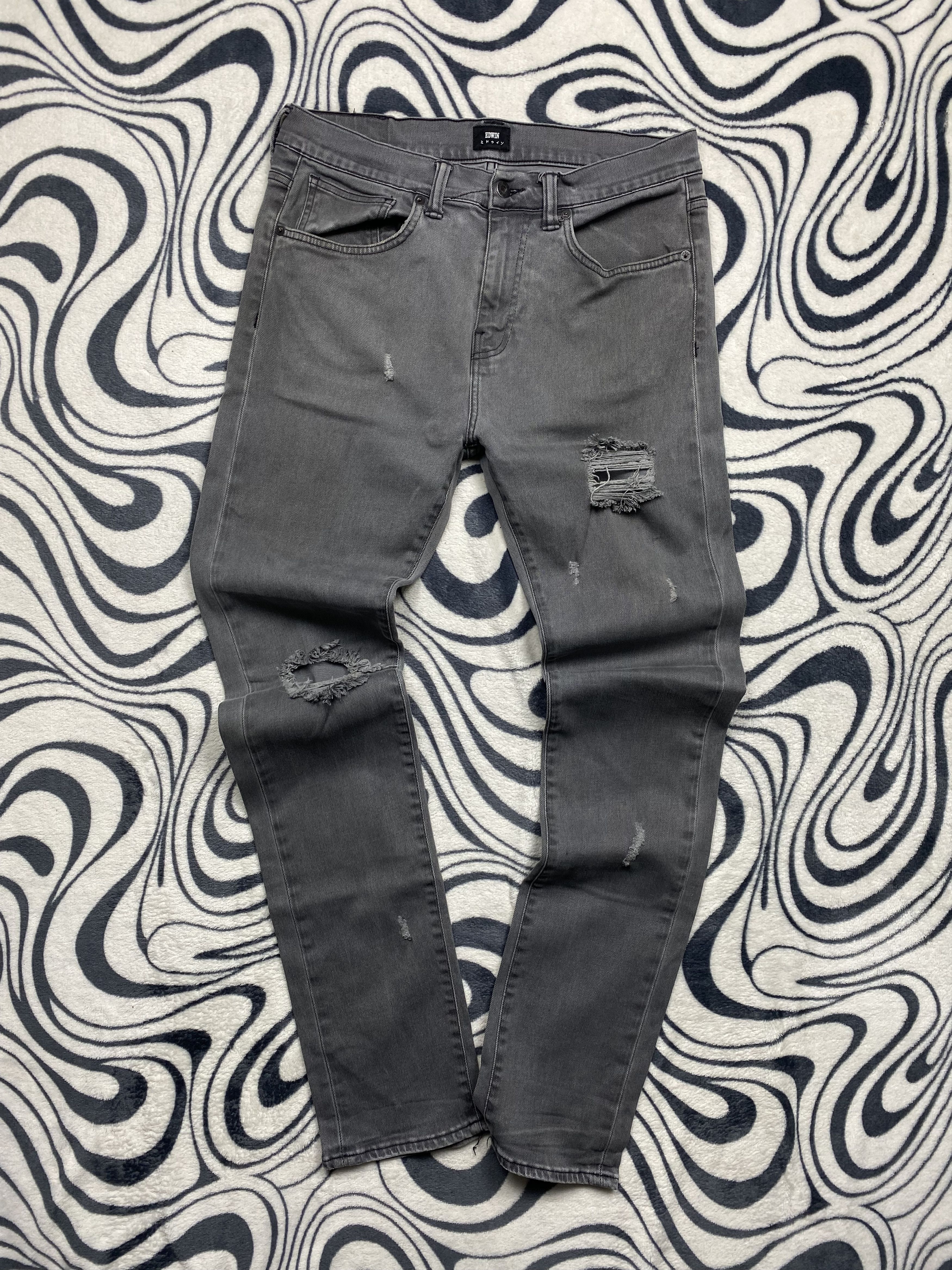 Edwin × Japanese Brand Edwin Mens Distressed Denim Pants Jeans Slim Fit Size US 32 / EU 48 - 3 Thumbnail