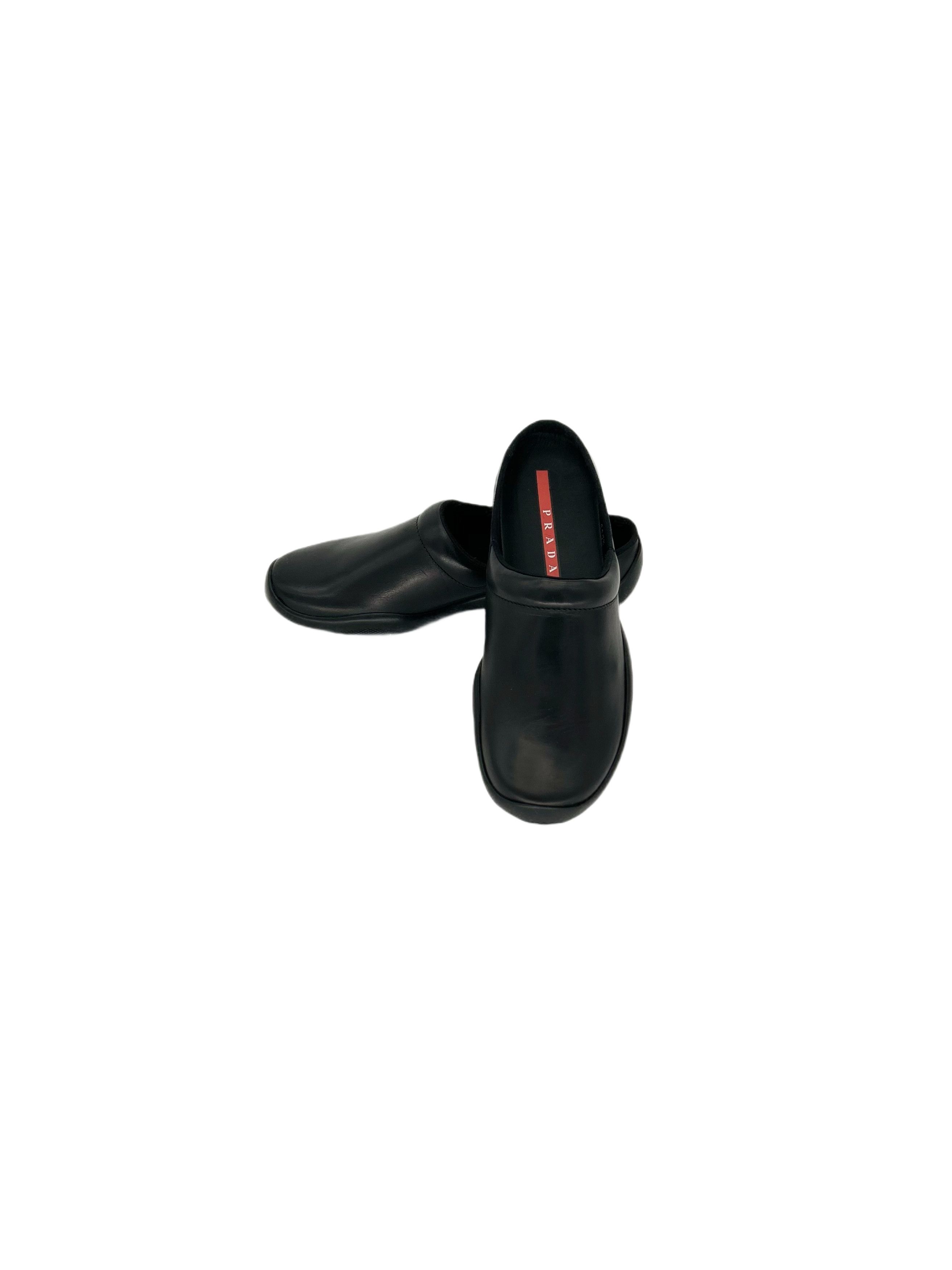 Prada Prada Linea Rossa 'Sport' Black Calf Leather Mules Size US 6 / EU 39 - 4 Thumbnail