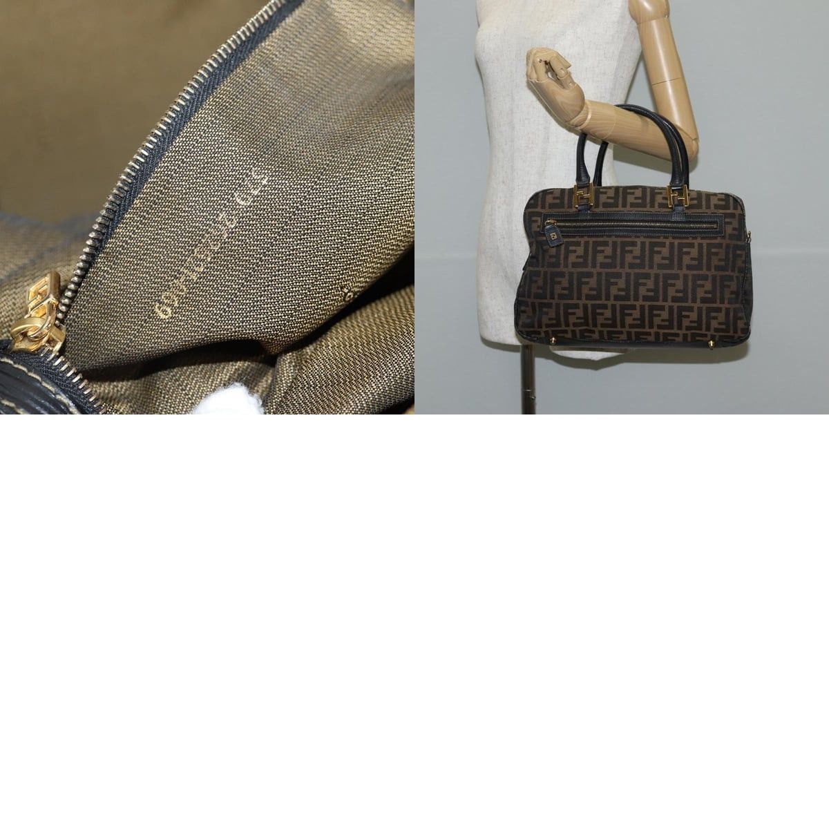 Fendi FENDI Zucca Canvas Hand Bag Black Brown Gold Size ONE SIZE - 13 Thumbnail
