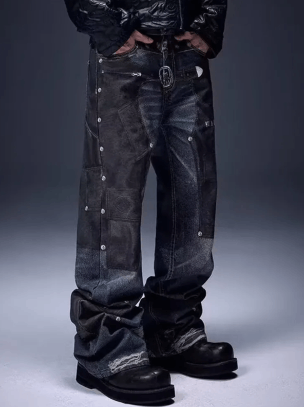 Japanese Brand Cyber Y2K Streetwear 3D Graphic Print Baggy Jeans Size US 36 / EU 52 - 3 Thumbnail