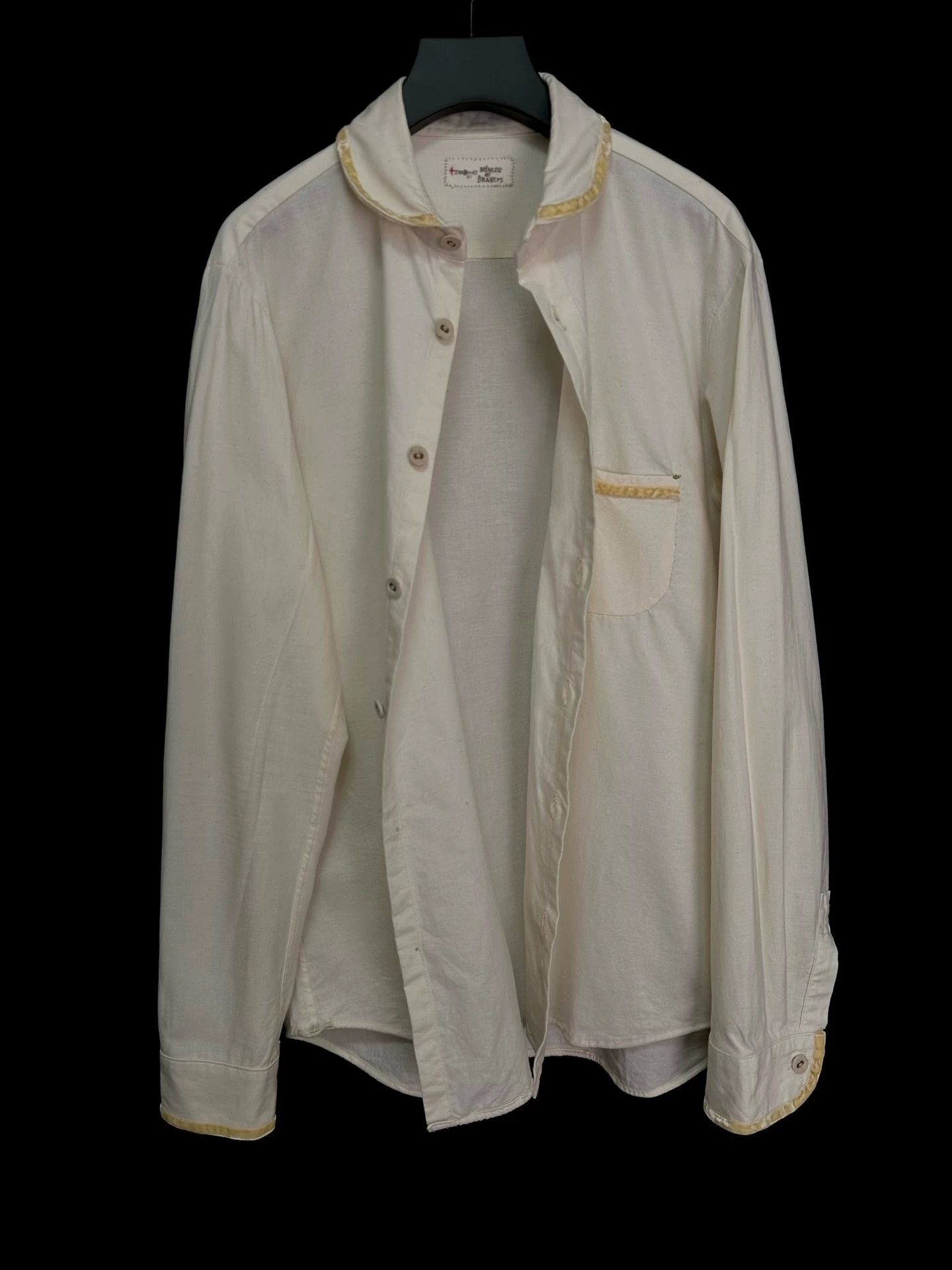 Other MANURE OF DRAWS 1920s Round Collar Velvet Linen Shirt Size US S / EU 44-46 / 1 - 2 Thumbnail