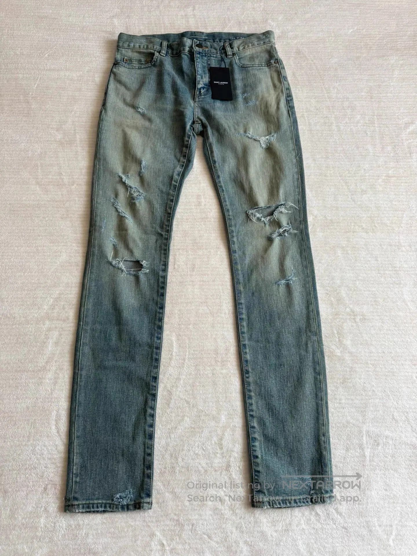Saint Laurent Paris Distressed Blue Denim Pants Size 30. Size US 30 / EU 46 - 1 Thumbnail
