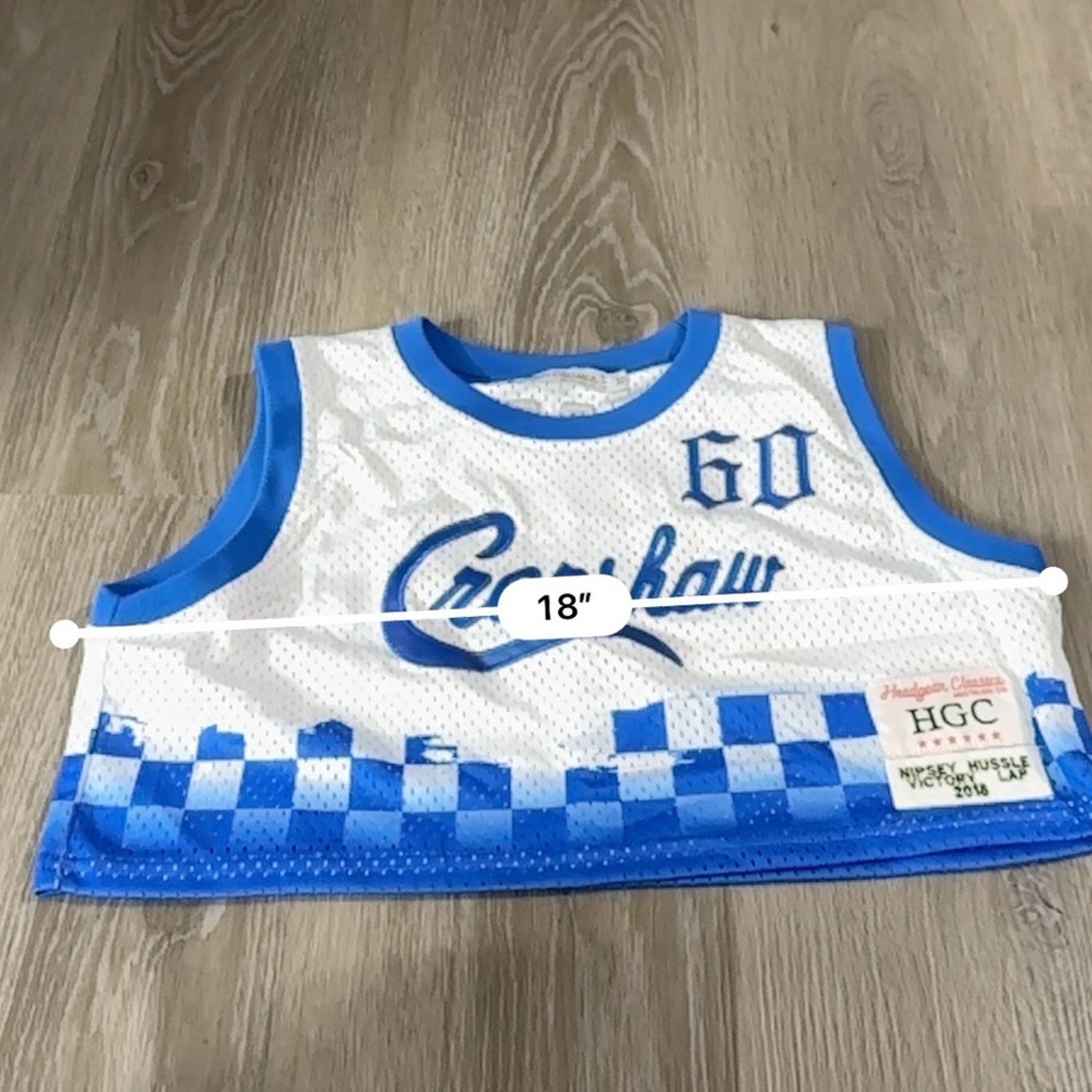 Crenshaw Nipsey Crenshaw Hussle 60 Blue & White Cropped Jersey Sz XS Size XS / US 0-2 / IT 36-38 - 5 Thumbnail