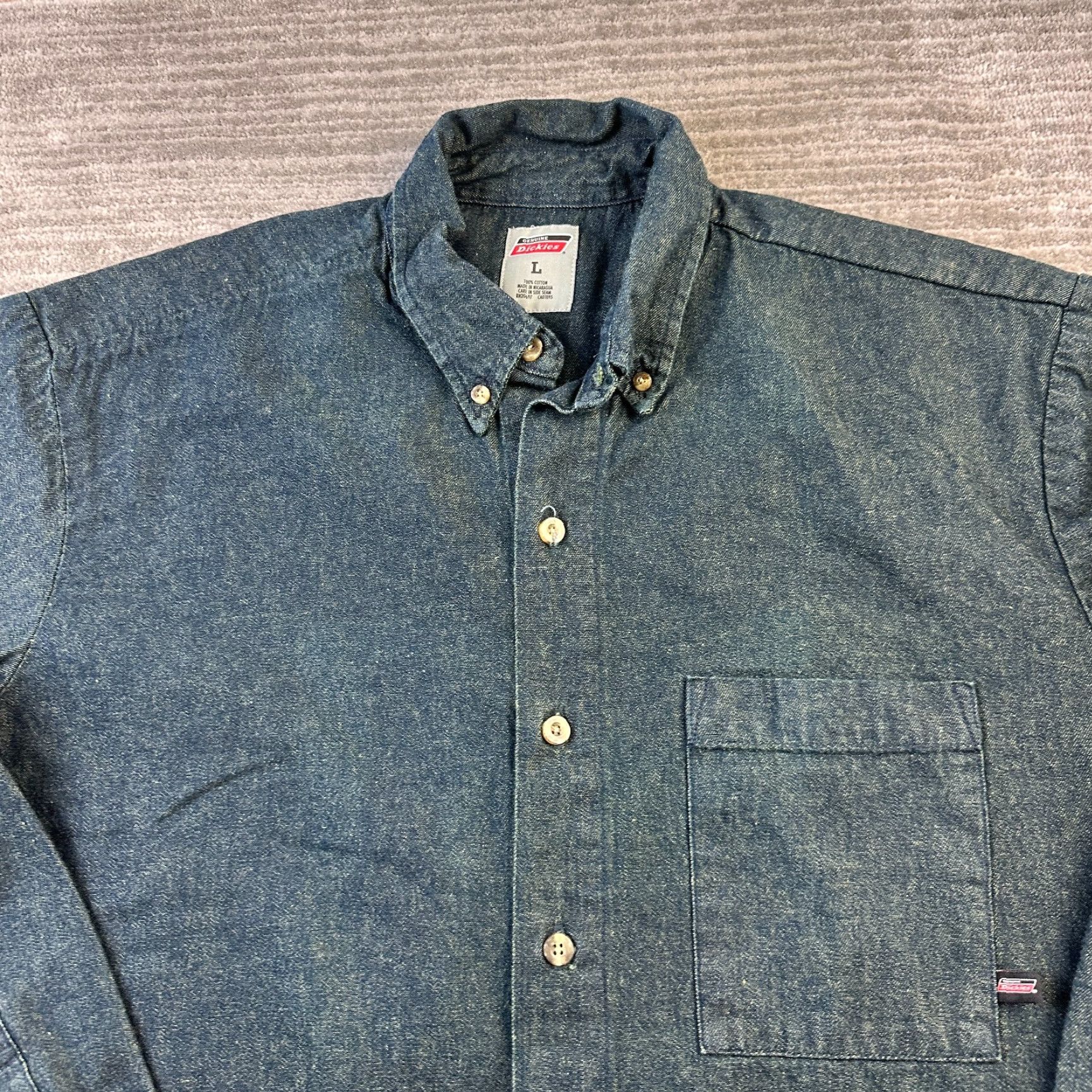 Dickies Dickies Shirt Mens Large Blue Denim Button Up Work Wear Size US L / EU 52-54 / 3 - 3 Thumbnail