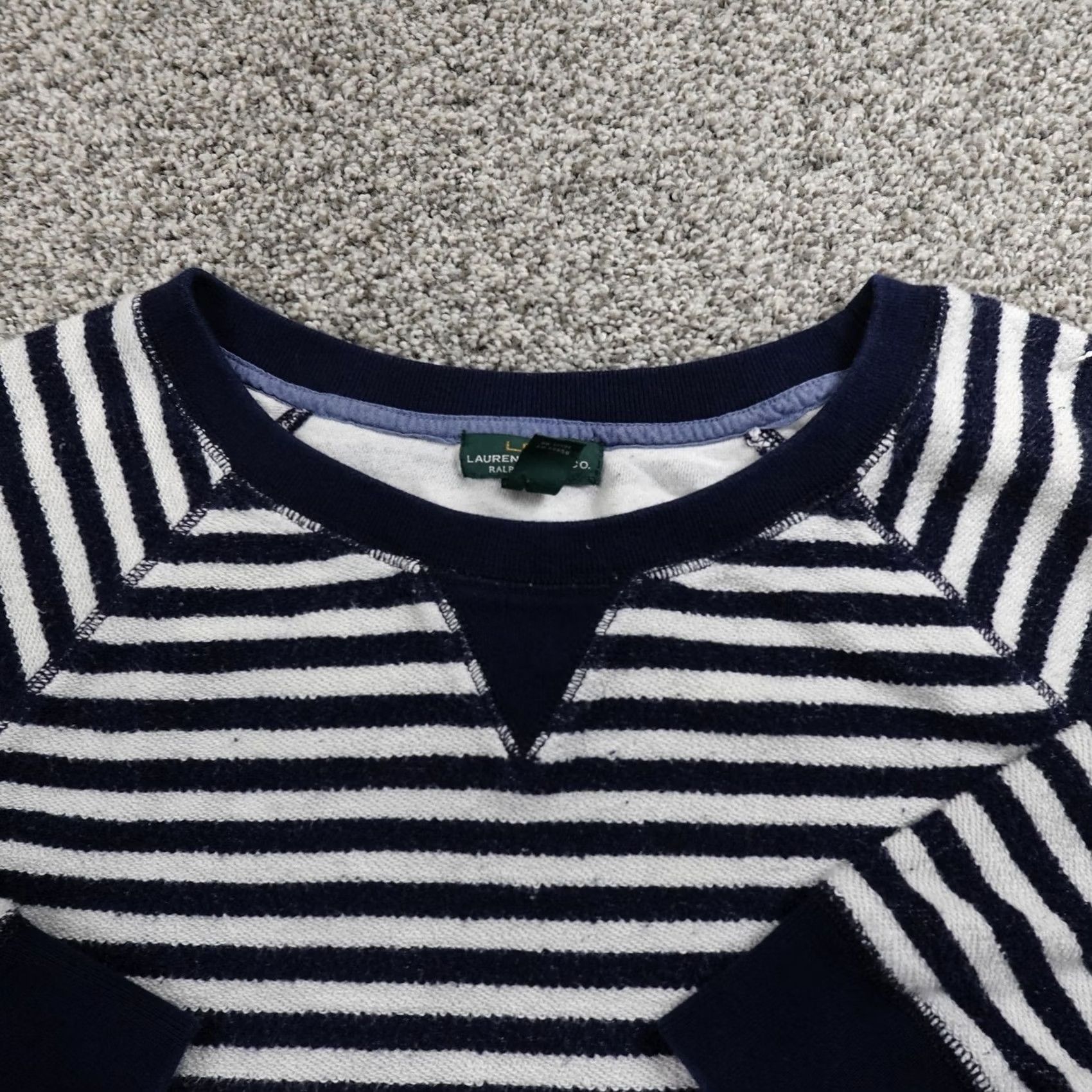 Ralph Lauren Ralph Lauren Sweater Womens L Blue White Stripe Knit Pullover Crew Neck Raglan Sleeve 100% Cotton Striped Knit Size L / US 10 / IT 46 - 3 Thumbnail