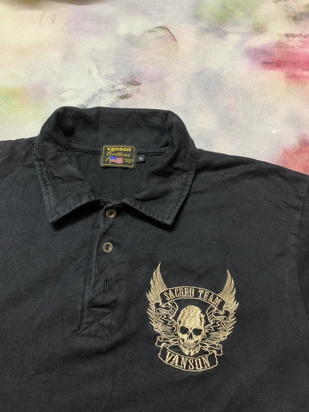 Vanson Leathers Vanson Leather Skull Polo Shirt Harley Triumph Cafe Racer Size US L / EU 52-54 / 3 - 3 Thumbnail