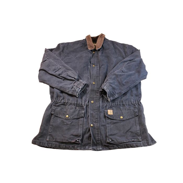 Carhartt Vintage 90s Carhartt Flannel Lined Barn Jacket Navy Blue