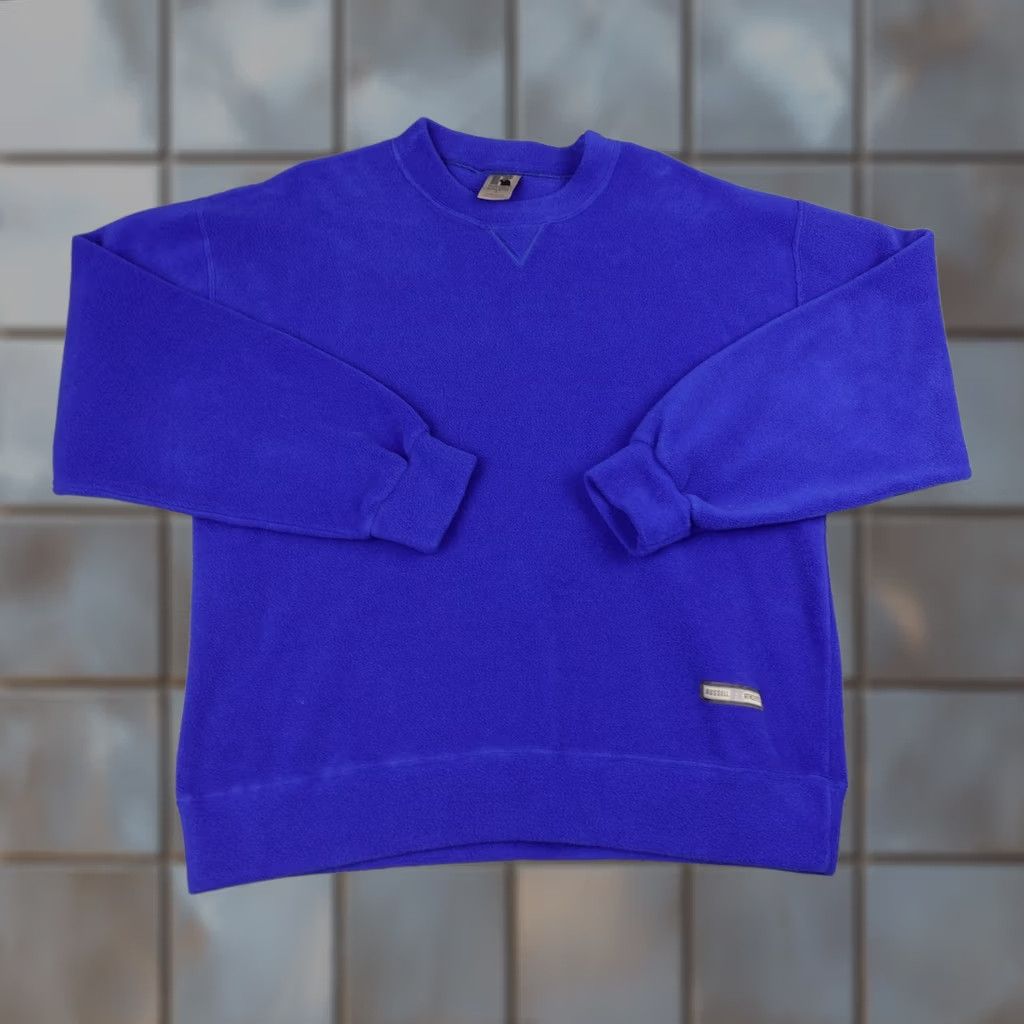 Russell Athletic VINTAGE Russell Athletic Sweatshirt Mens Large Blue Fleece Pullover USA 90s Size US L / EU 52-54 / 3 - 1 Thumbnail