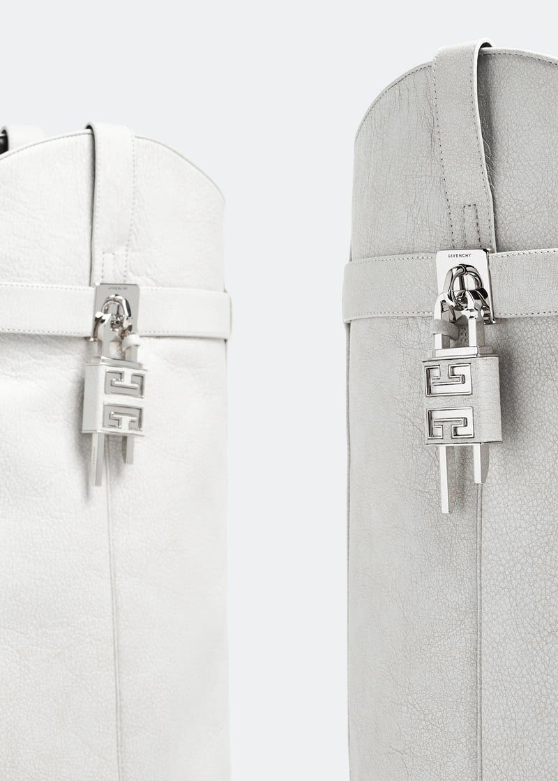 Givenchy o1w1db10525 Shark Lock Cowboy High Boots in White Size US 8 / IT 38 - 3 Thumbnail