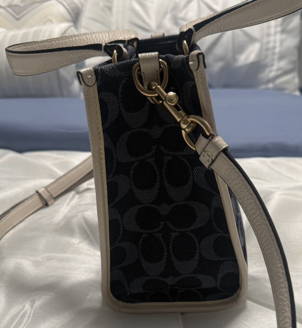Coach Coach Denim/Cream Signature Dempsey Mini Tote 22in Size ONE SIZE - 7 Thumbnail