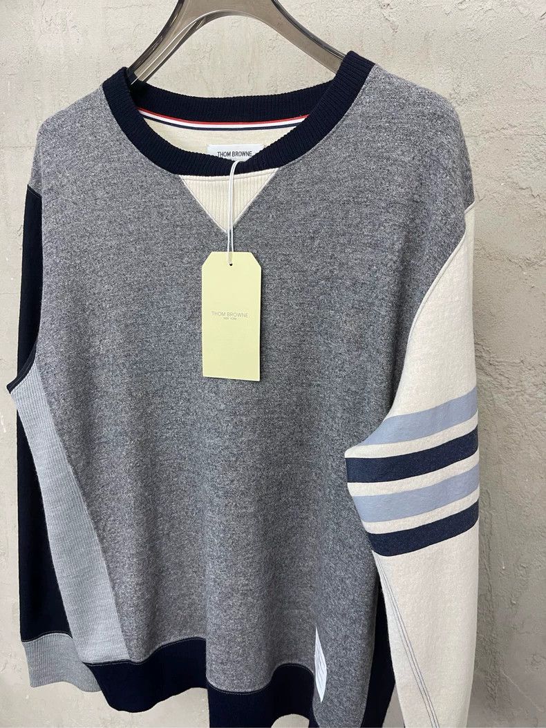 Thom Browne Thom browne Gray beige color block four-striped wool round- Size US XL / EU 56 / 4 - 3 Thumbnail