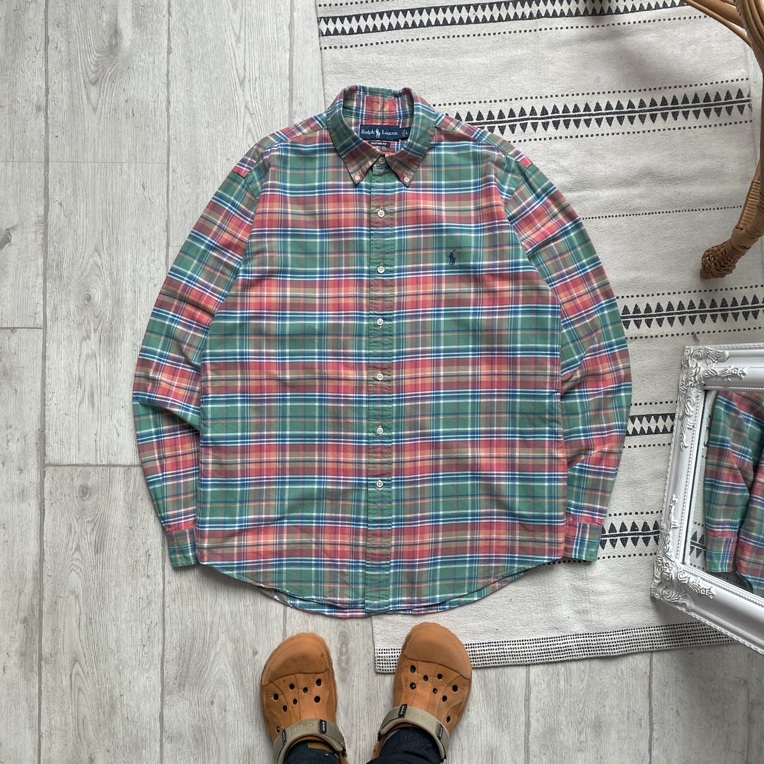 Polo Ralph Lauren 🏇Vintage 80s Polo Ralph Lauren Flannel Shirt Travis Style Size US L / EU 52-54 / 3 - 3 Thumbnail