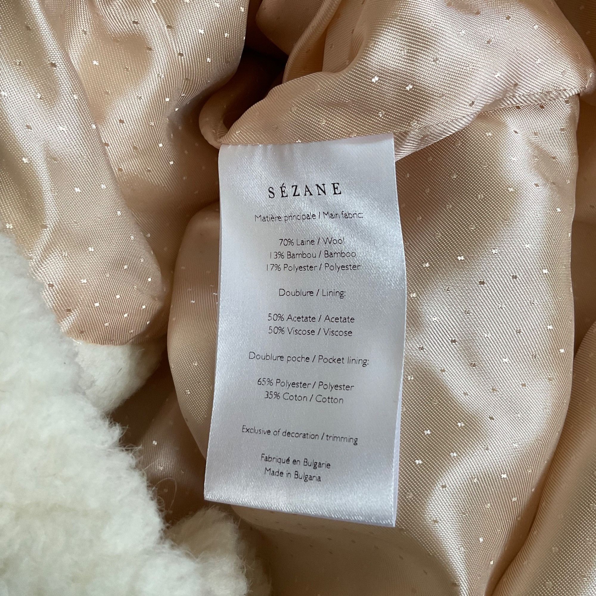 Sezane NWT SÉZANE ISÉE COAT White WOOL soft SZ42 us10 bust44 Size L / US 10 / IT 46 - 6 Thumbnail