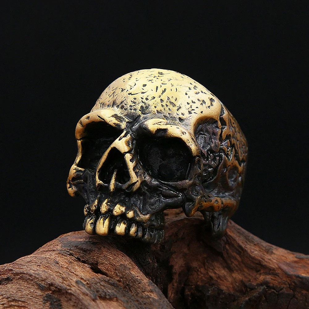 Vintage Gothic Vintage Golden Skull Ring Size ONE SIZE - 3 Thumbnail