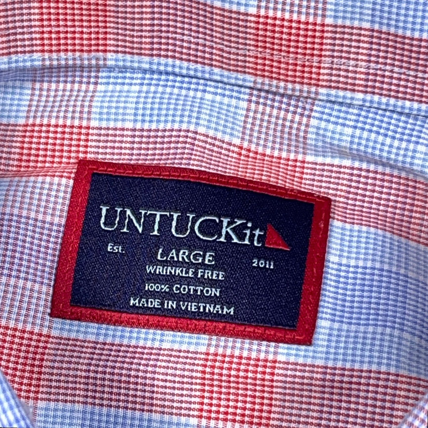 UNTUCKit UNTUCKit Shirt Men L Blue Plaid Button-Up Dress Casual Poplin Cotton Shirt Size US L / EU 52-54 / 3 - 3 Thumbnail