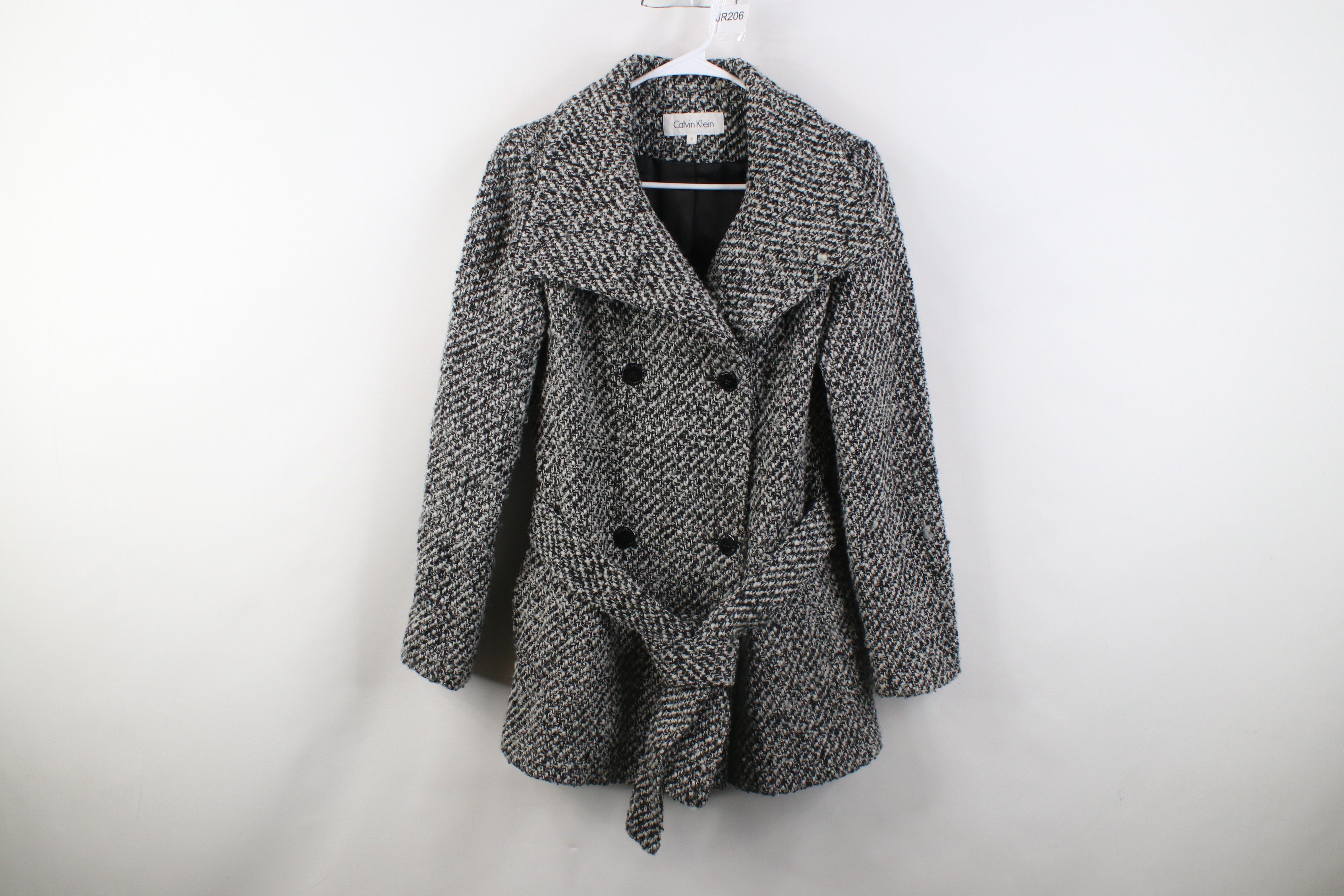 Calvin Klein Vintage Y2K Calvin Klein Wool Blend Belted Peacoat Jacket Size S / US 4 / IT 40 - 1 Thumbnail