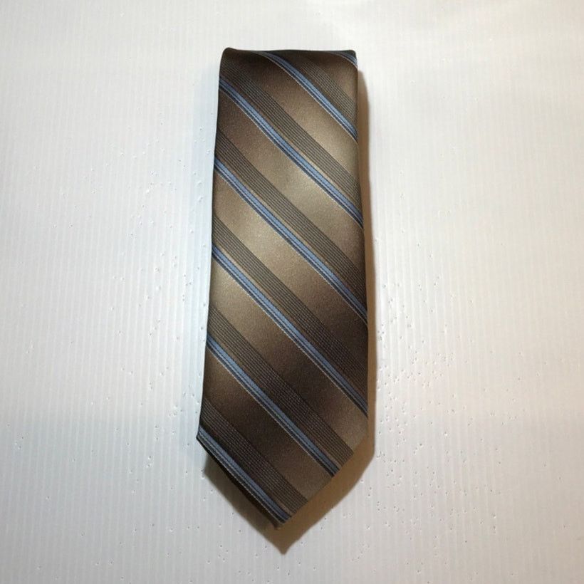 Other Envoy Striped Brown Blue Classic Men Necktie Size ONE SIZE - 1 Thumbnail