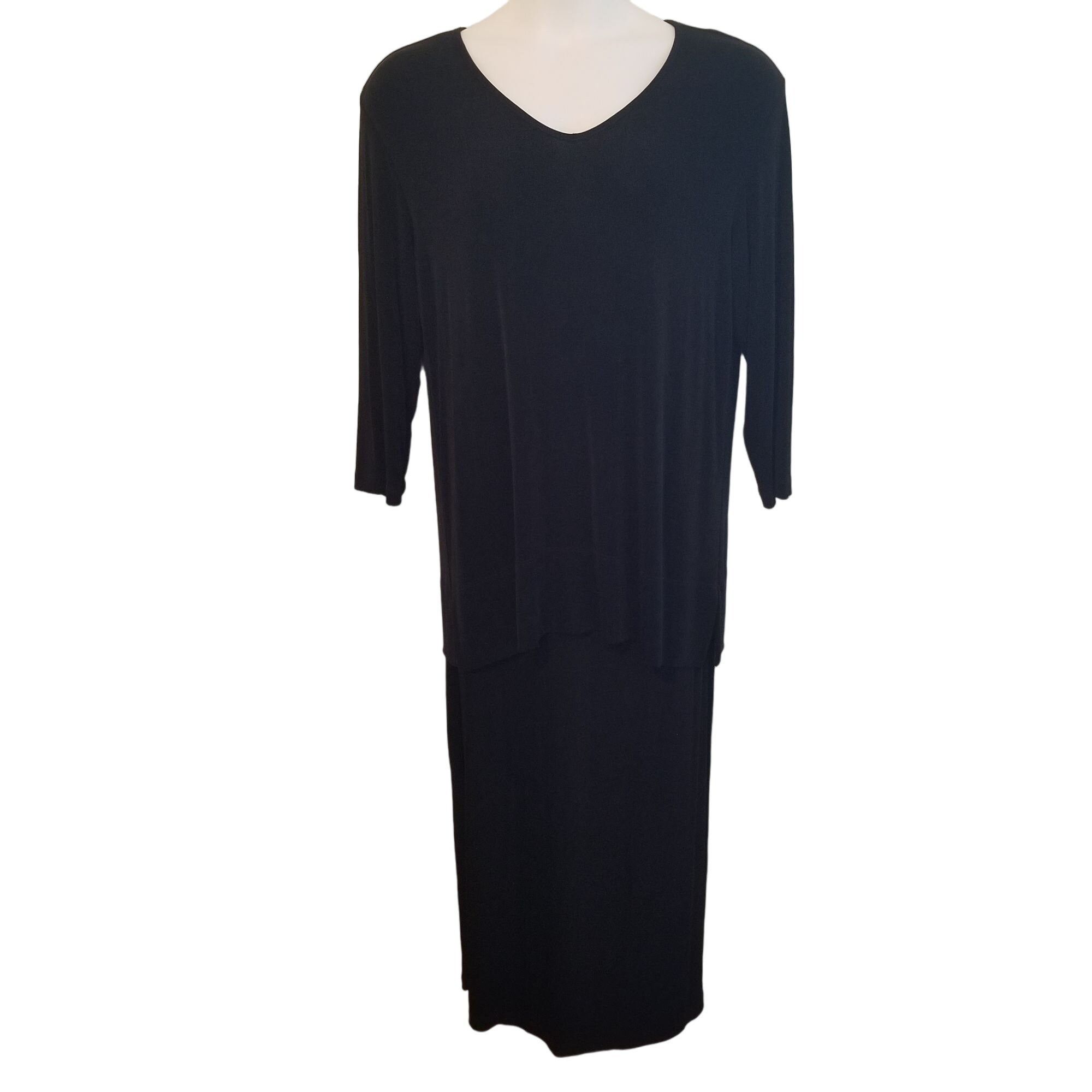 Chicos Chicos Travelers 3 Black Liquid Knit Slinky Skirt Tunic Top Size XL / US 12-14 / IT 48-50 - 1 Thumbnail