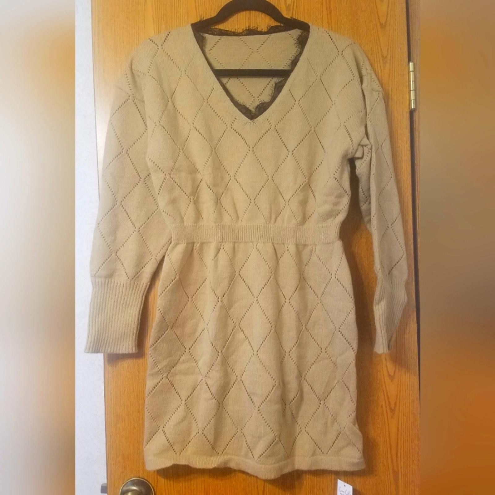 Designer NWT Cupshe Elegant Tan Knit Dress Medium Size M / US 6-8 / IT 42-44 - 1 Thumbnail